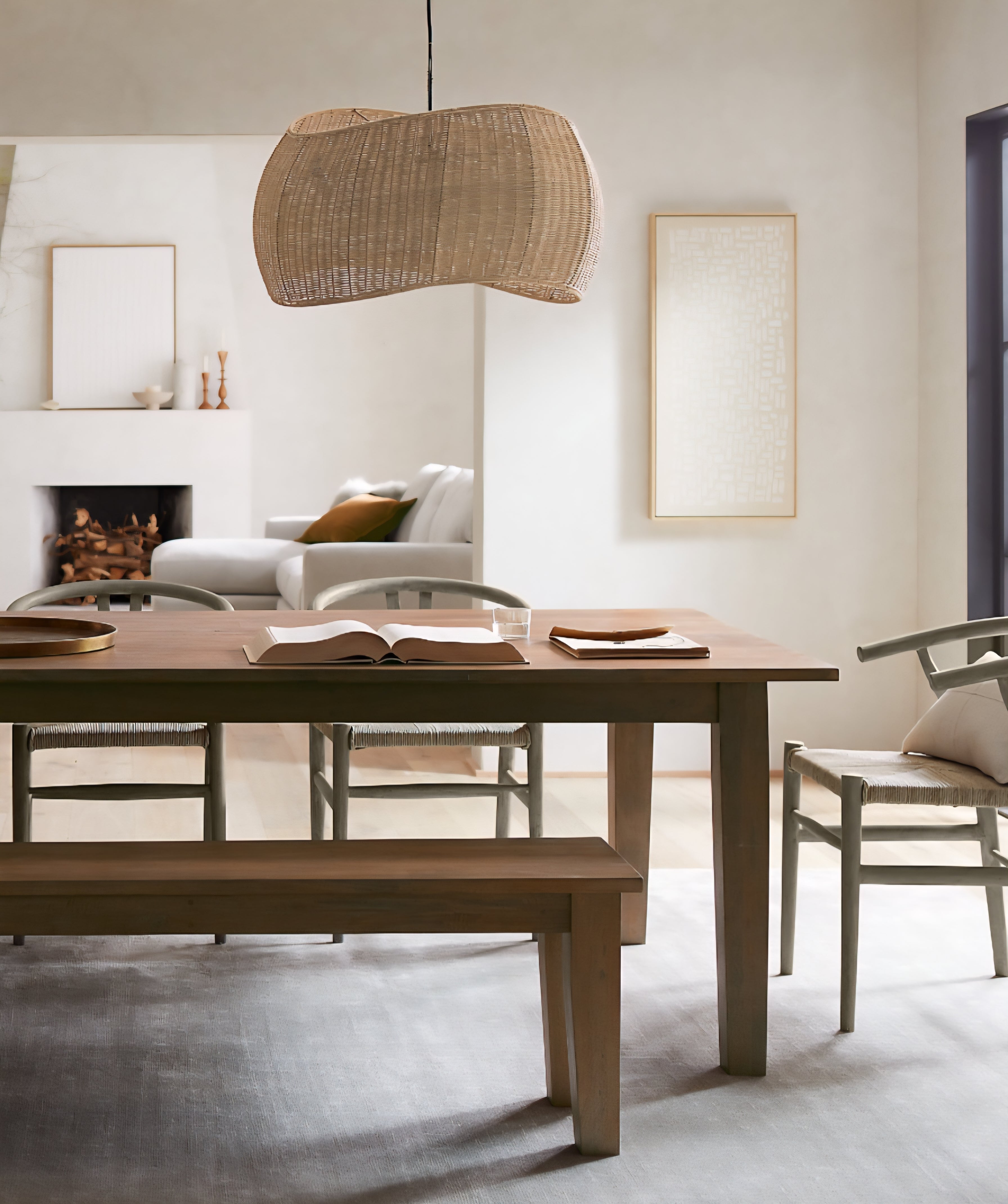 THE ONE × Basque — Weathered Light Brown Solid Wood Dining Table