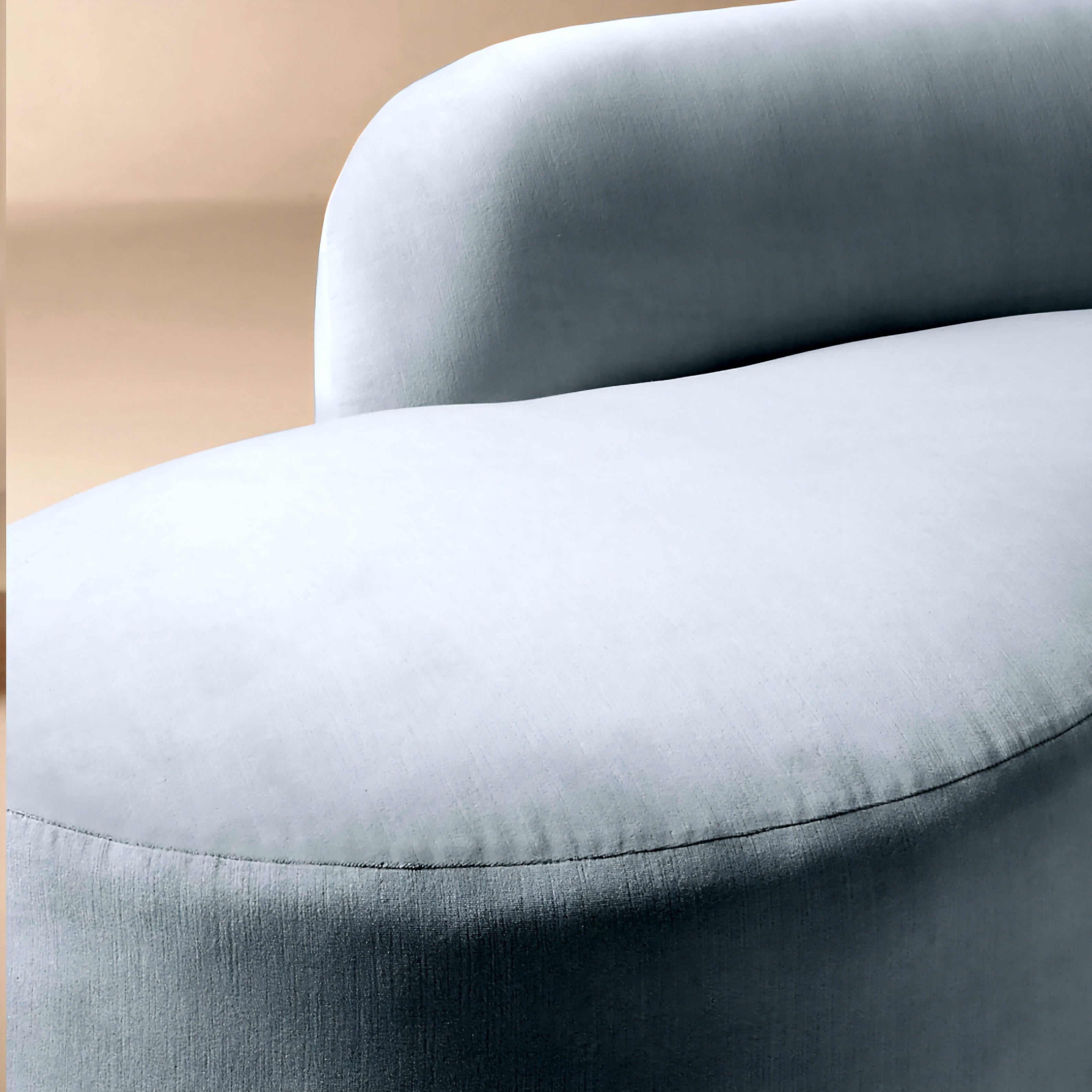 THE ONE × Claudelle — Light Blue Velvet Curved Sofa