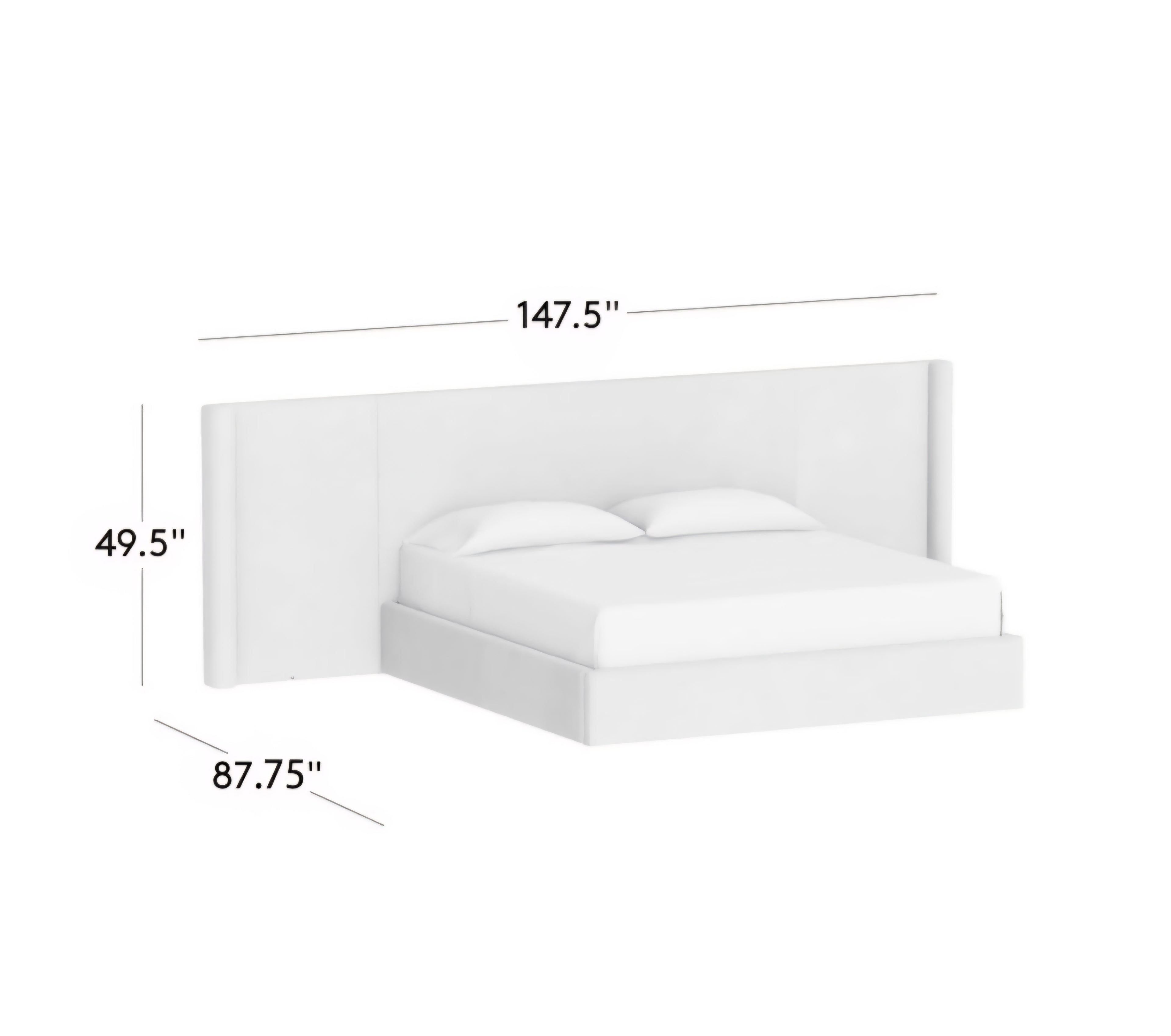 THE ONE × Abbott — Arctic Blue Velvet Upholstered Extended King Platform Bed