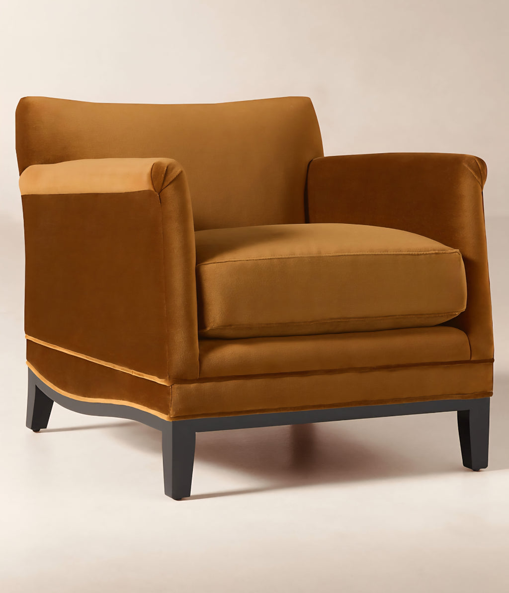 THE ONE × Olson — Cognac Brown Velvet Accent Chair