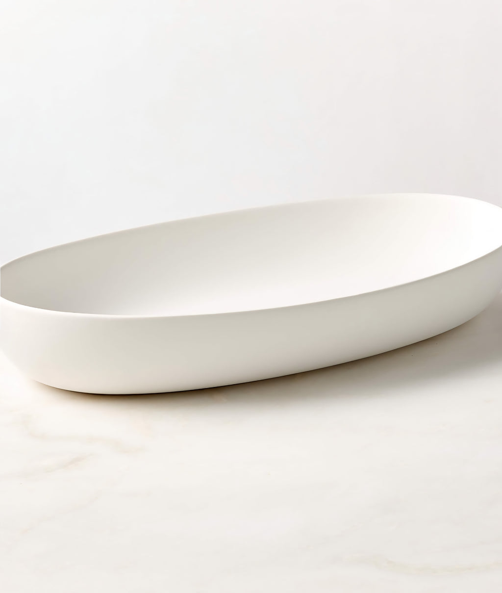 THE ONE × Mori — Matte White Oval Serving Bowl (Extra Large)