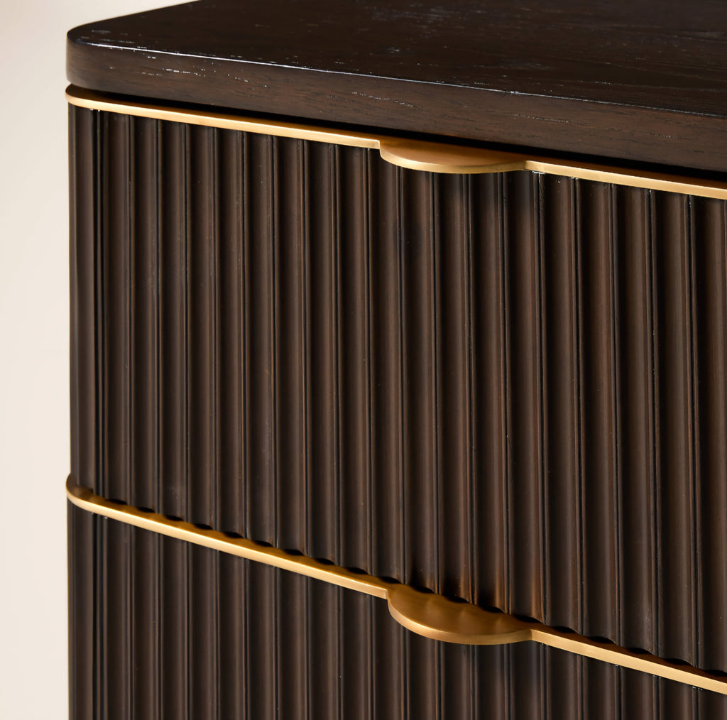 THE ONE × Davison — 2-Drawer Fluted Dark Oak Nightstand