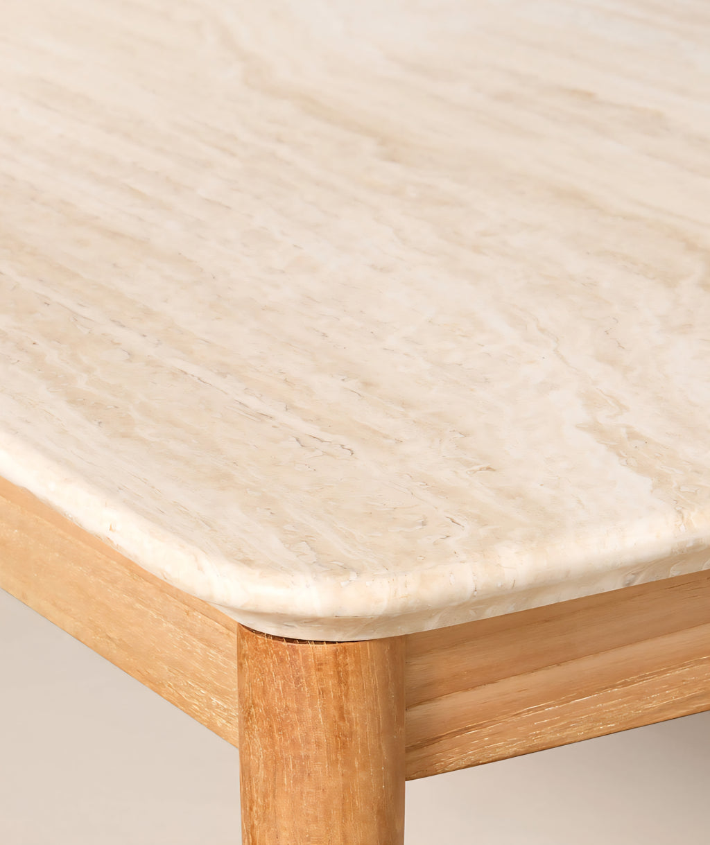 THE ONE × Tide — 60" Rectangular Travertine & Teak Outdoor Coffee Table