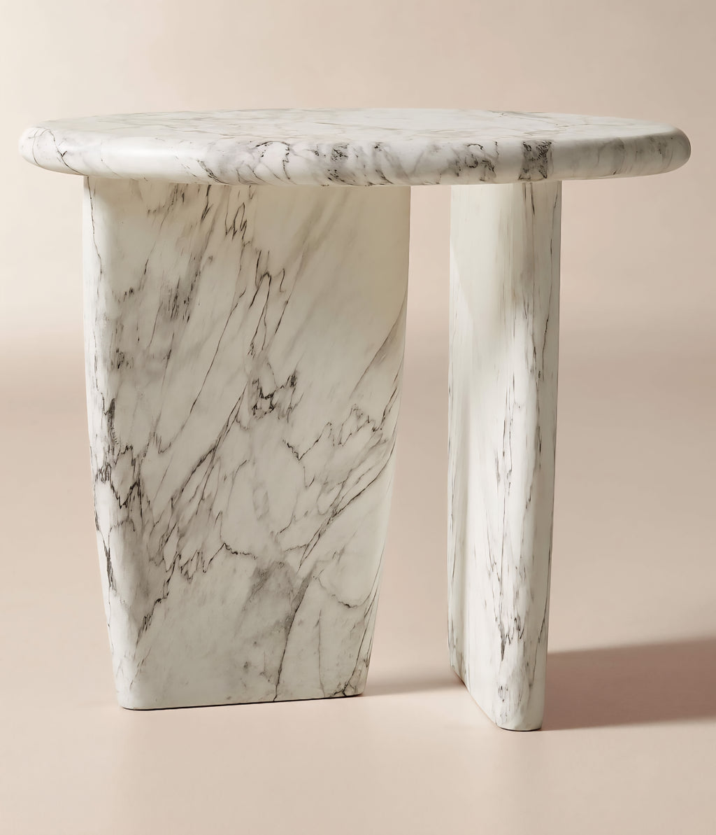 THE ONE × Anoki — Grey Marbled Resin Side Table