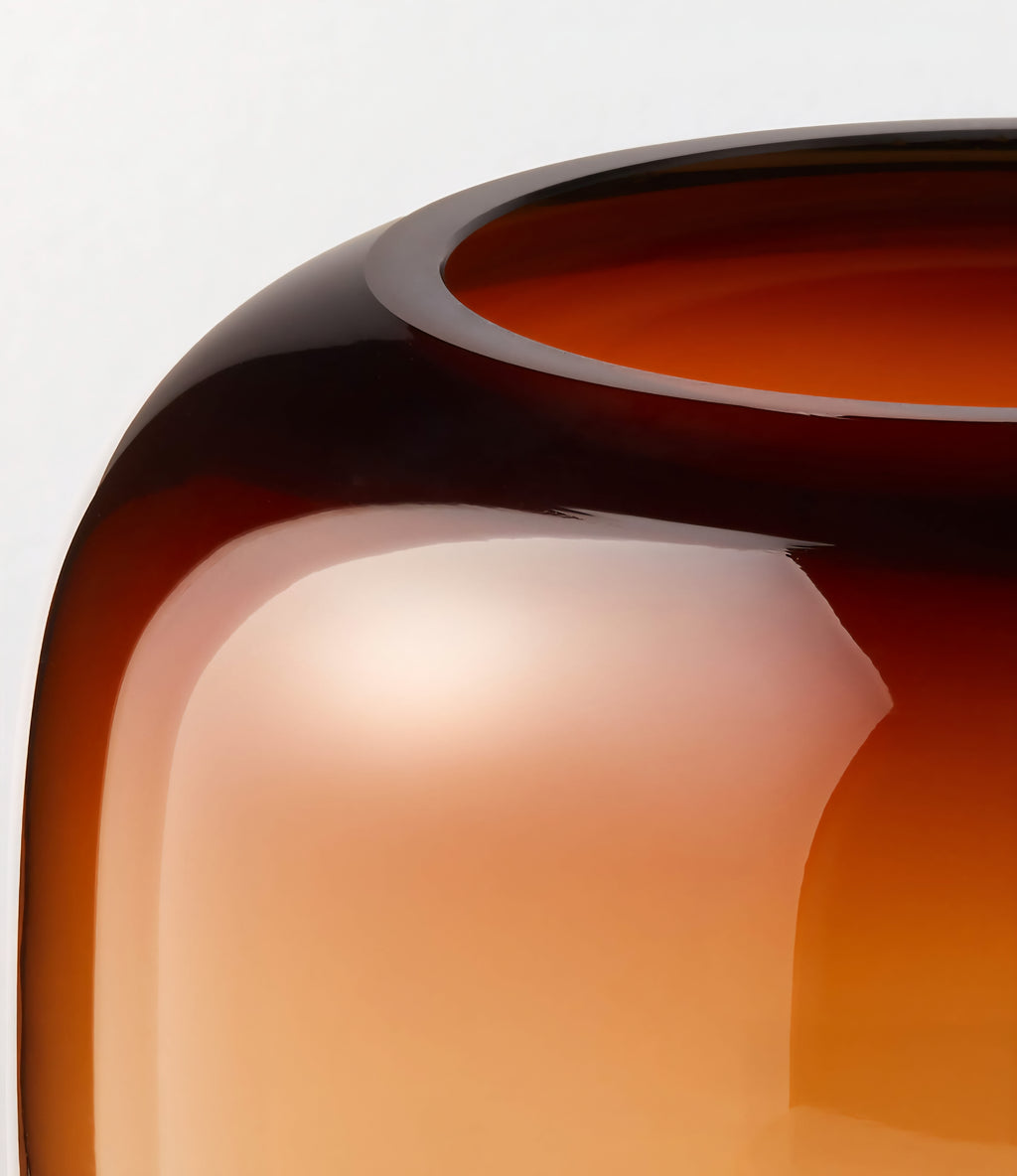 THE ONE × Coco — Round Smoked Amber Glass Hurricane Candle Holder