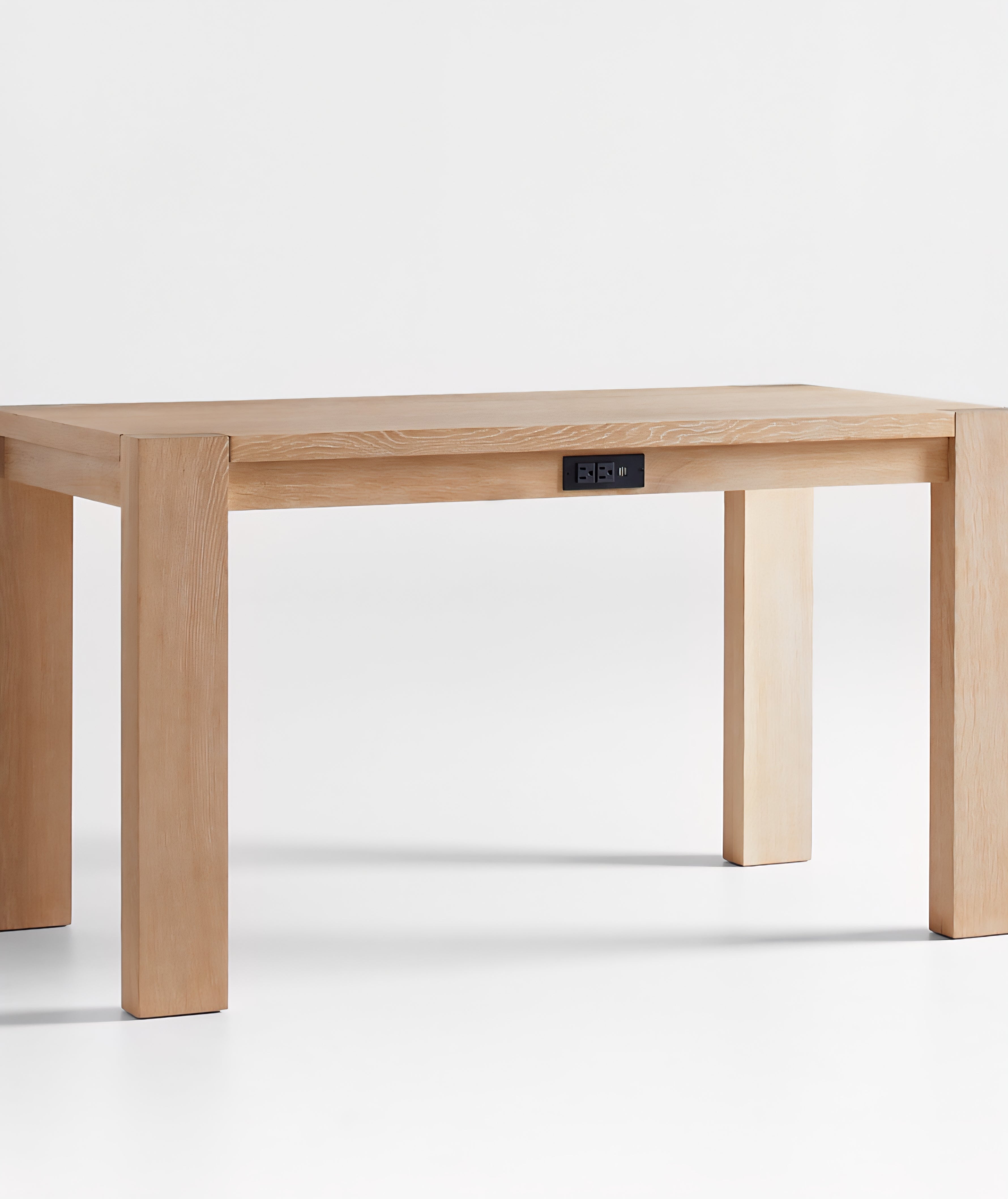 THE ONE × Terra — Natural Oak Wood Desk with Power Outlets (54")