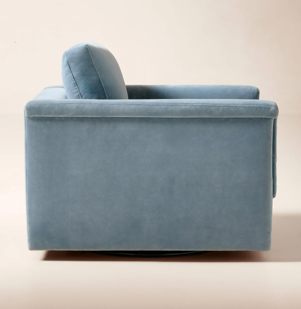 THE ONE × Ceva — Light Blue Performance Velvet Swivel Chair