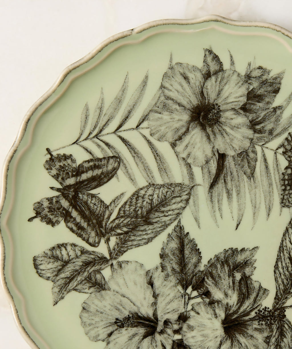 THE ONE × Everly — Green and Black Patterned Appetizer Plates (Set of 6)