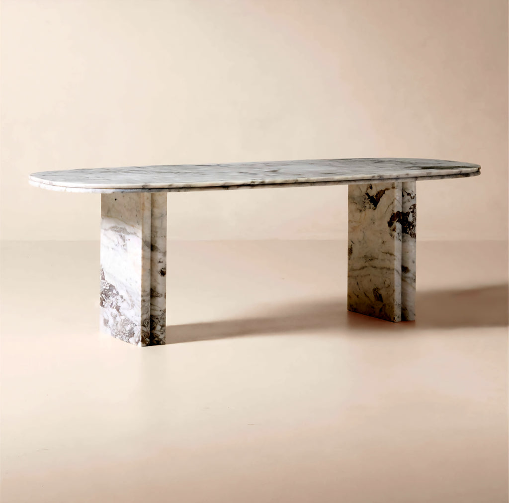 THE ONE × Vendome — Oval White Marble Dining Table