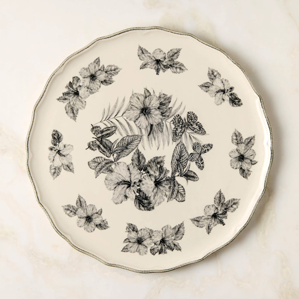 THE ONE × Everly — Round White and Black Patterned Serving Platter