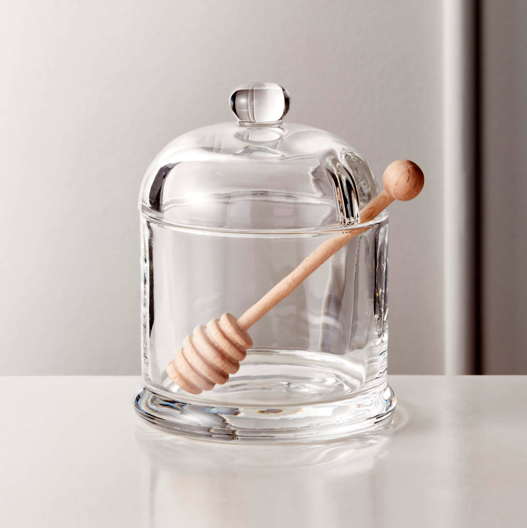 THE ONE × Swarm — Glass Honey Pot and Dipper