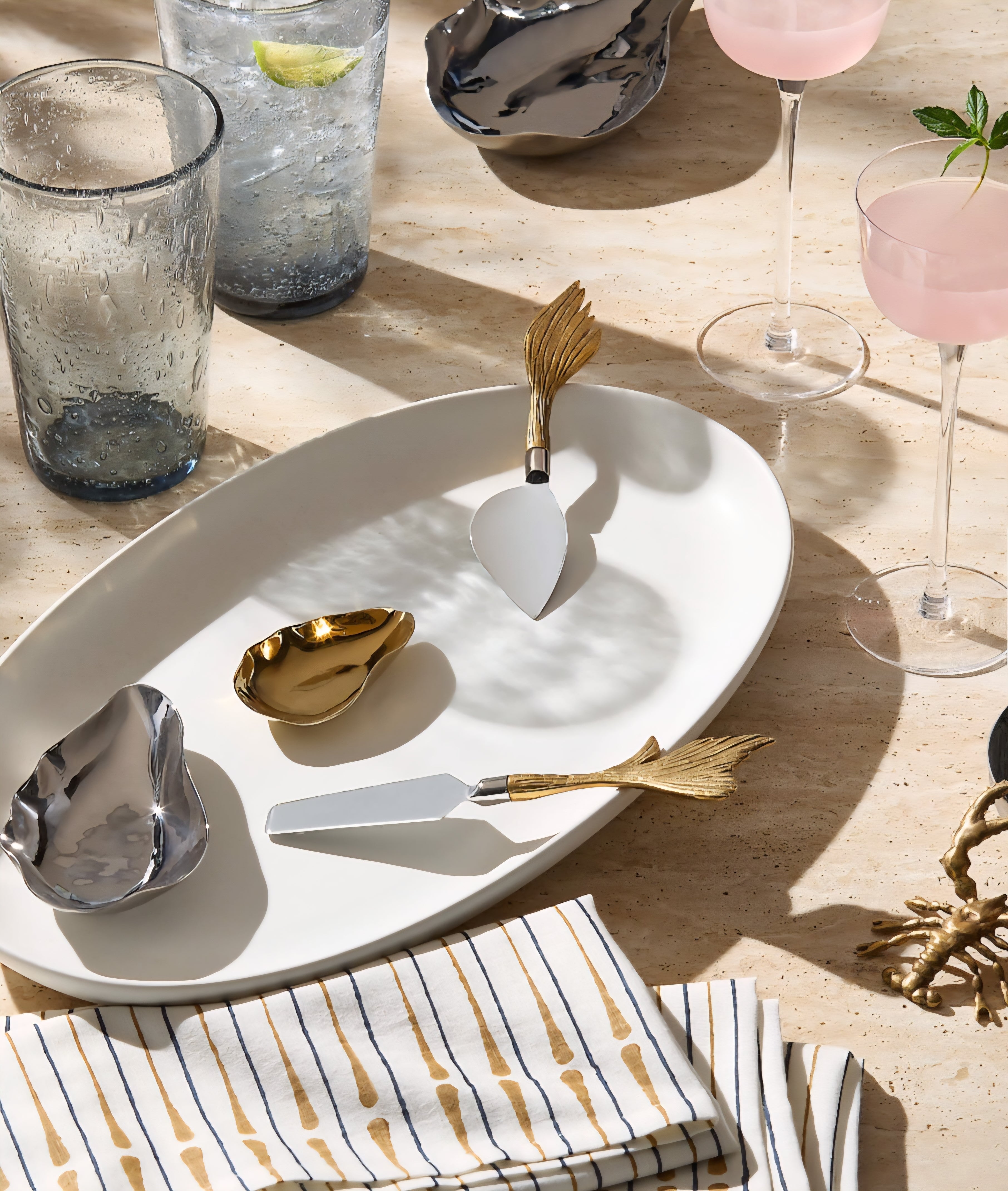 THE ONE × Lula — Stainless Steel and Brass Cheese Knives (Set of 2)