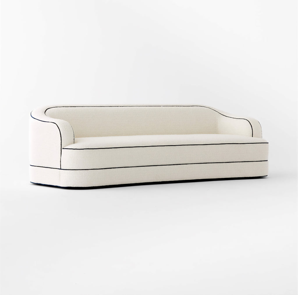 THE ONE × Mylene — Black and White Boucle Curved Sofa