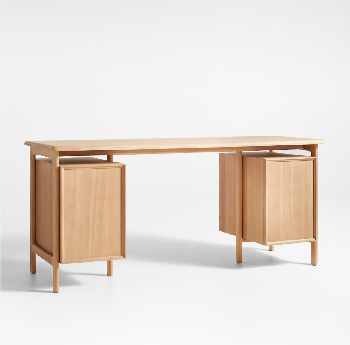 THE ONE × Elias — Natural Elm Wood Desk with File Cabinet (66")