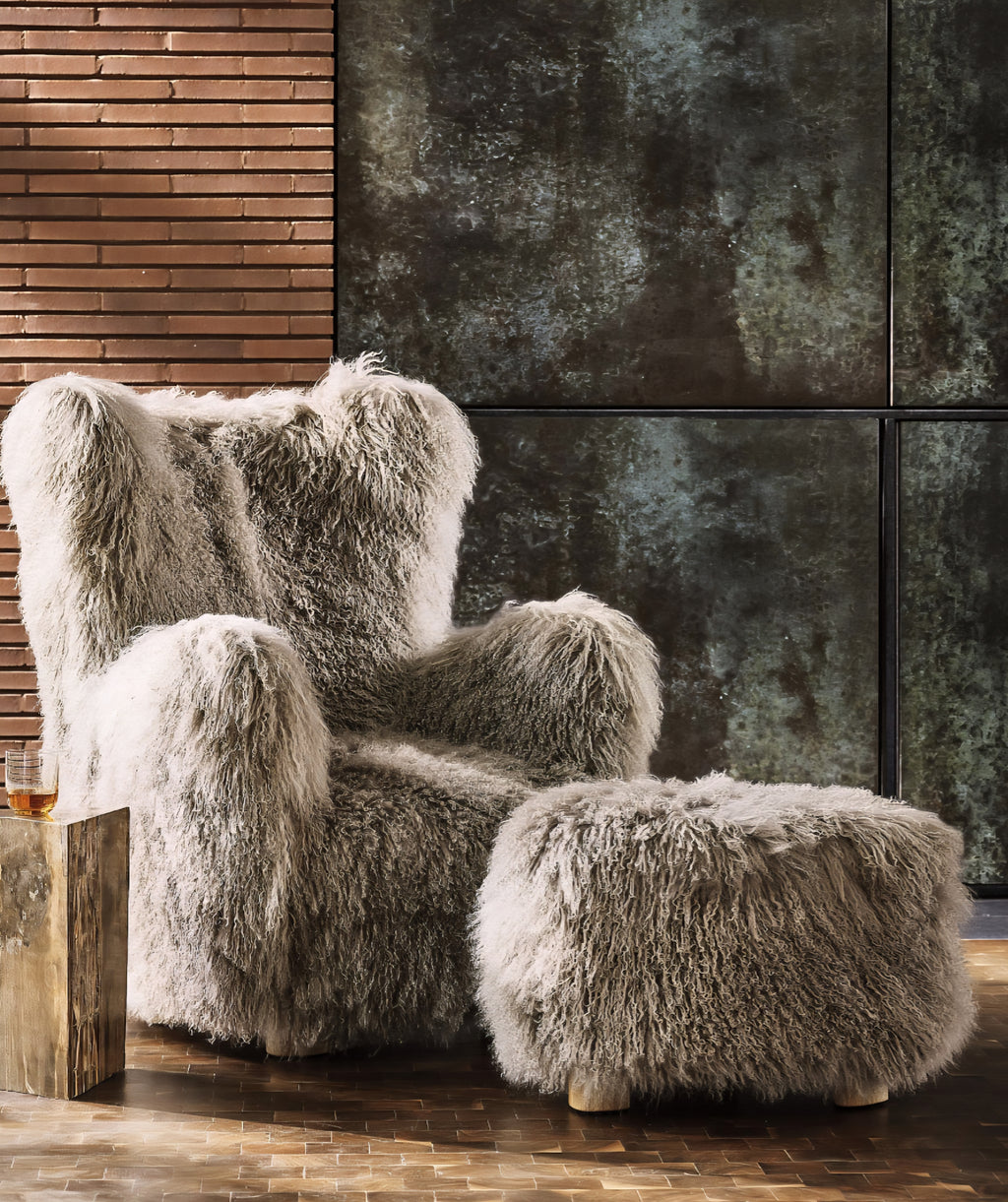 THE ONE × Mongolian Sheepskin Ottoman