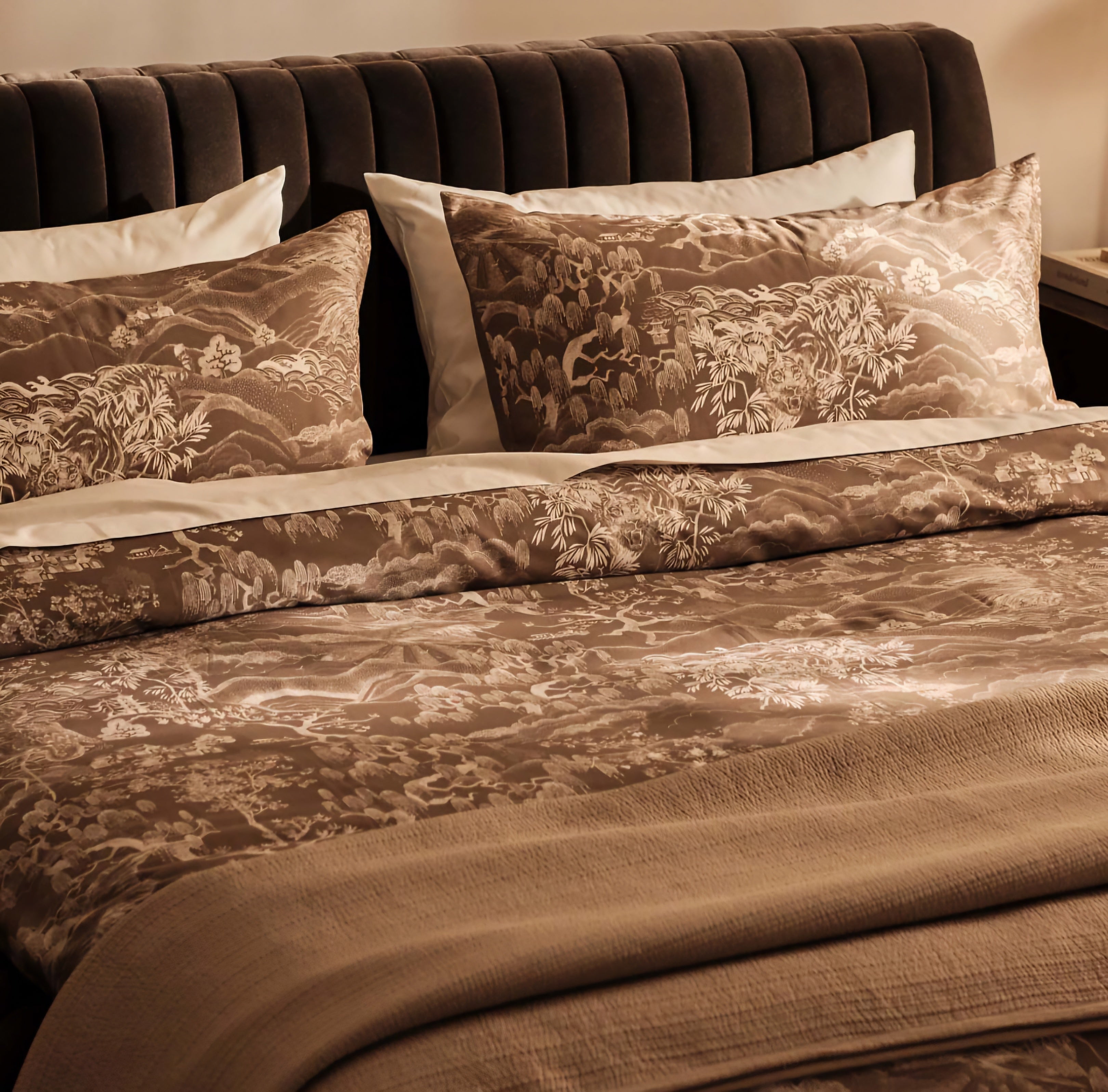 THE ONE × Wolcott — Channeled Mink Velvet Queen Bed