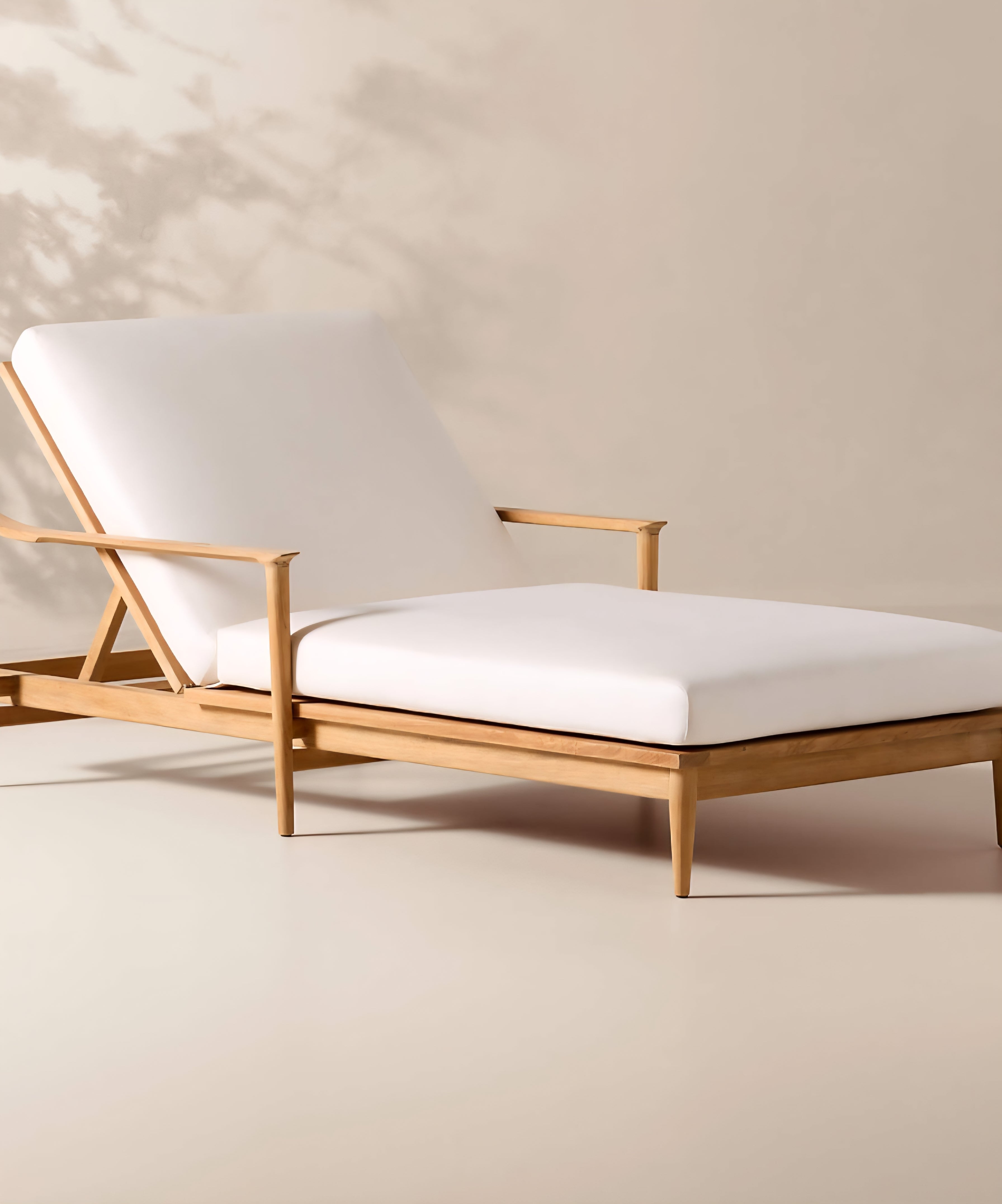 THE ONE × Tide — Teak Outdoor Sun Lounger with Ivory Sunbrella® Cushions