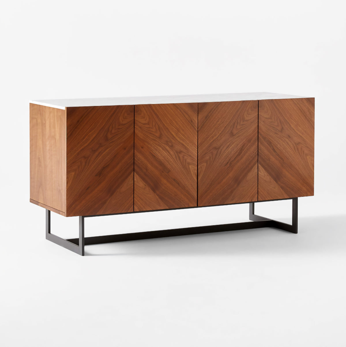 THE ONE × Suspend — Walnut Wood Media Console with White Marble Top