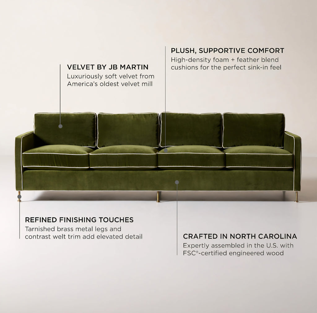 THE ONE × Brett — Jade Green Velvet Sofa