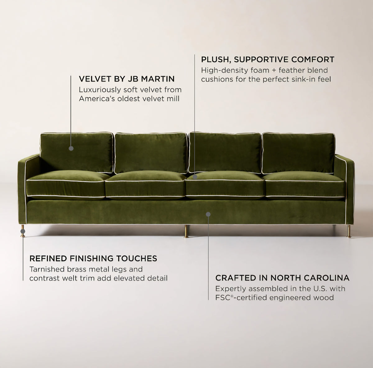 THE ONE × Brett — Jade Green Velvet Sofa