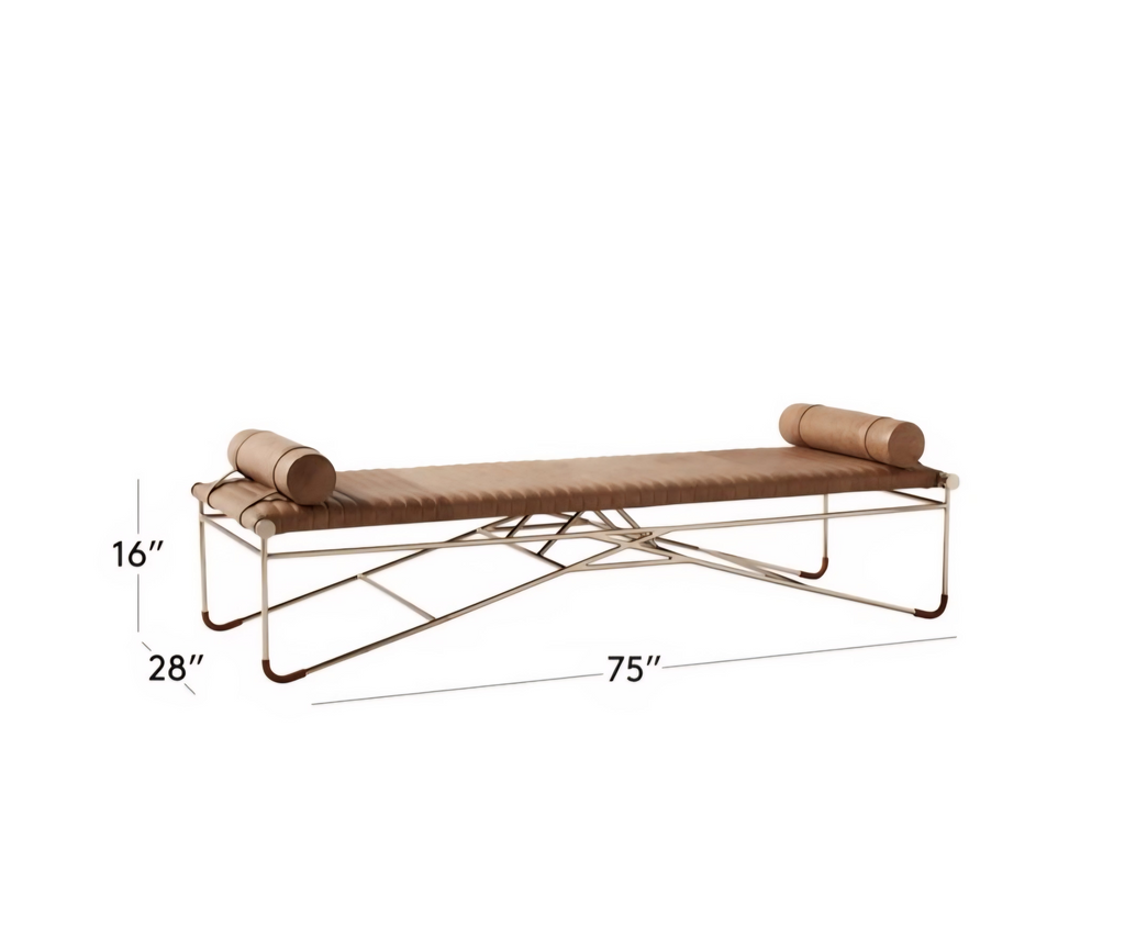 THE ONE × La Strizza — Saddle Leather Bench with Bolster Pillows