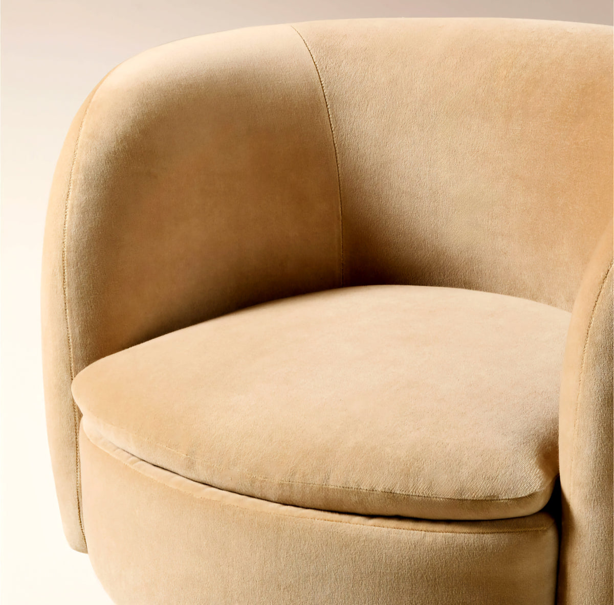 THE ONE × Muir — Taupe Velvet Swivel Chair
