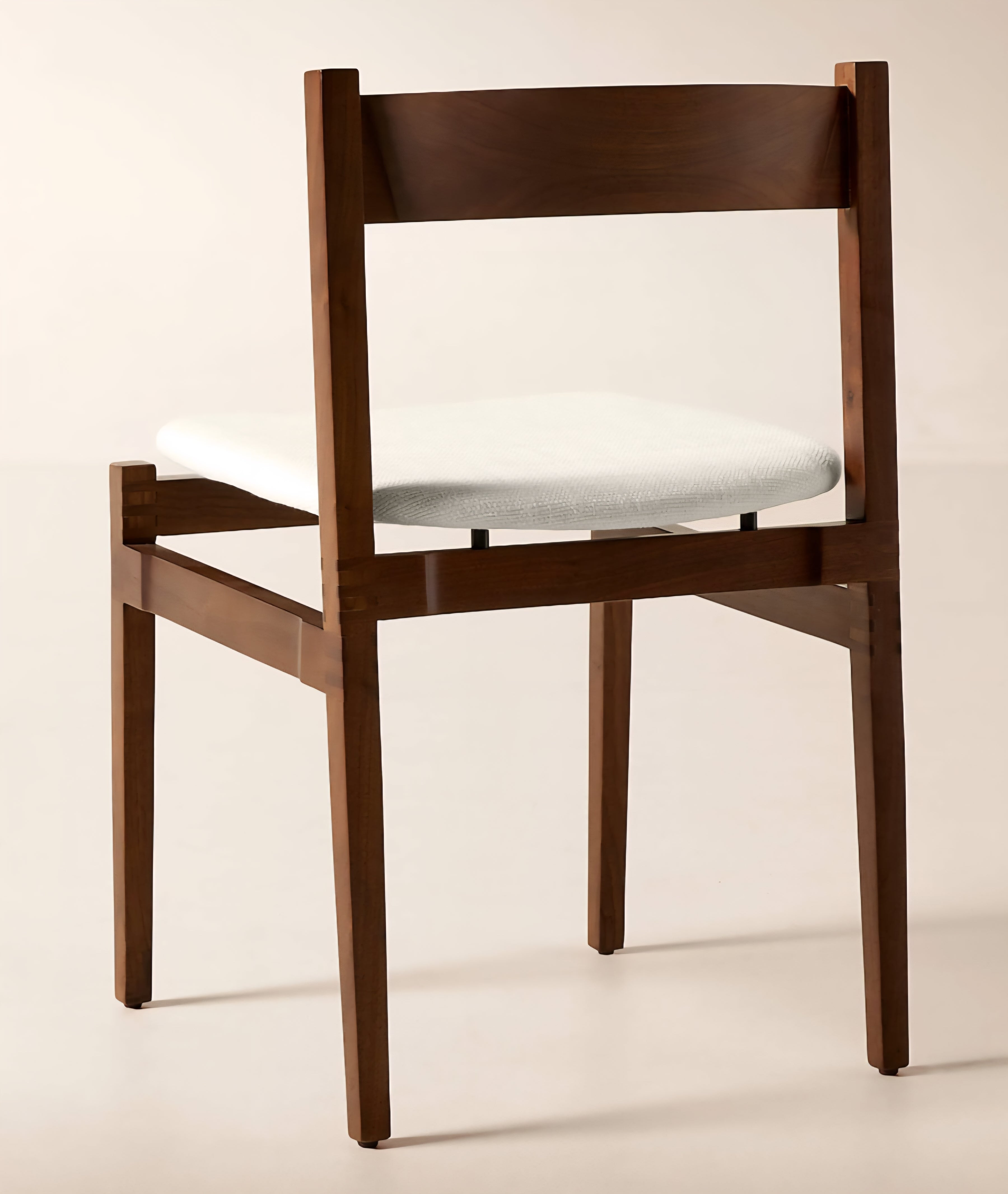 THE ONE × Ambrogio — Walnut Wood and White Upholstered Dining Chair