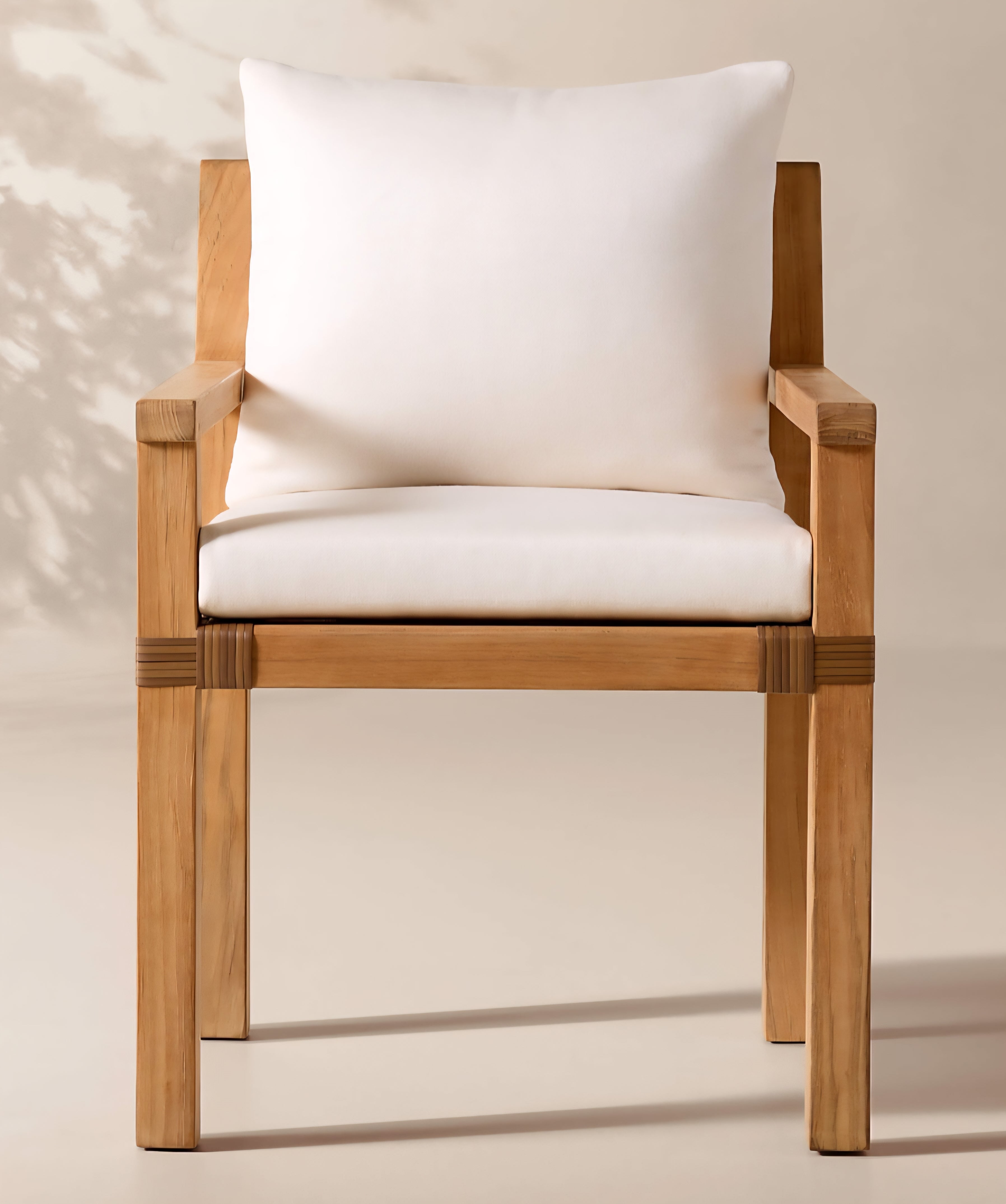 THE ONE × Oakley — Teak Outdoor Dining Armchair with Ivory Sunbrella® Cushion