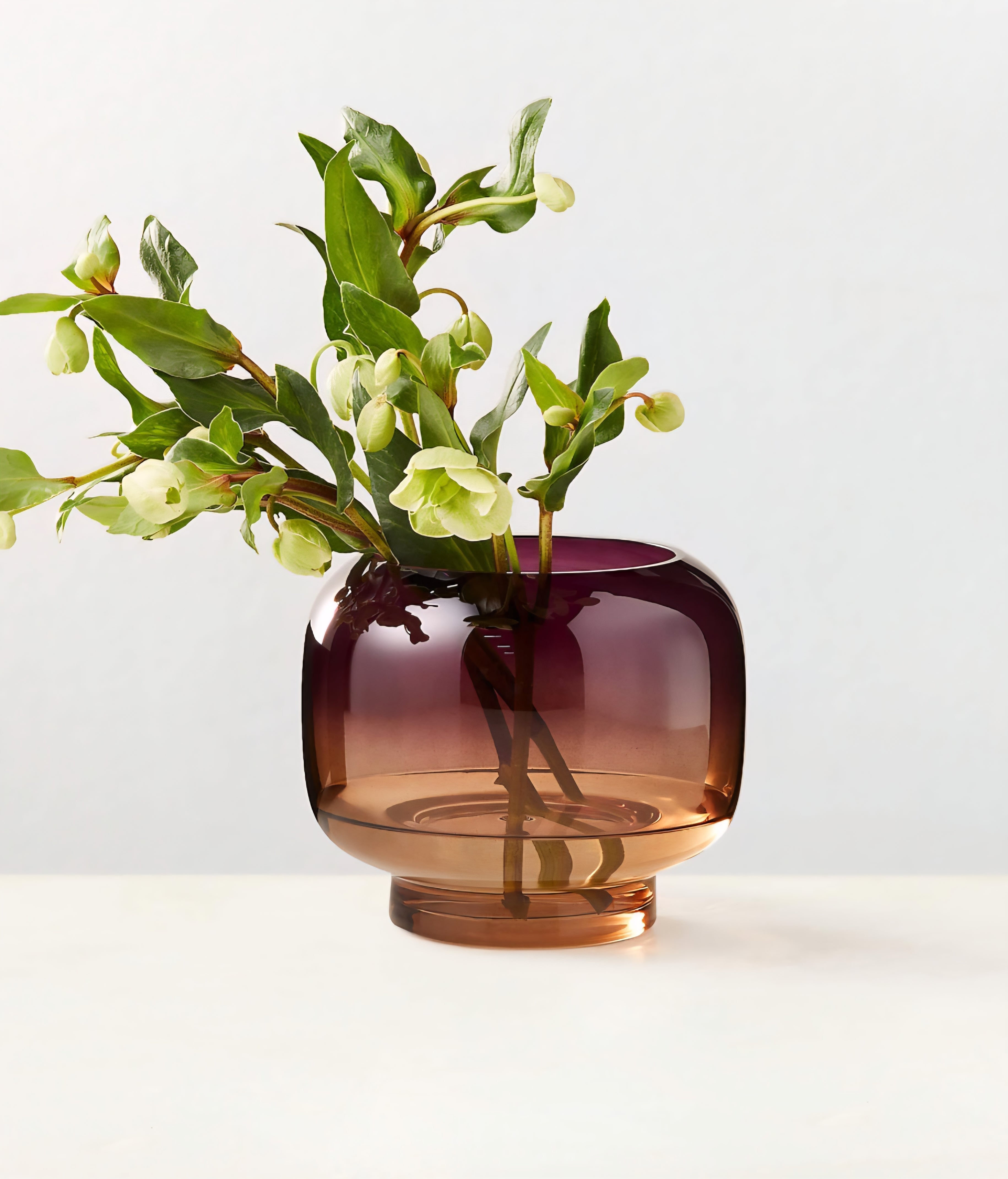 THE ONE × Coco — Round Smoked Amber Glass Hurricane Candle Holder