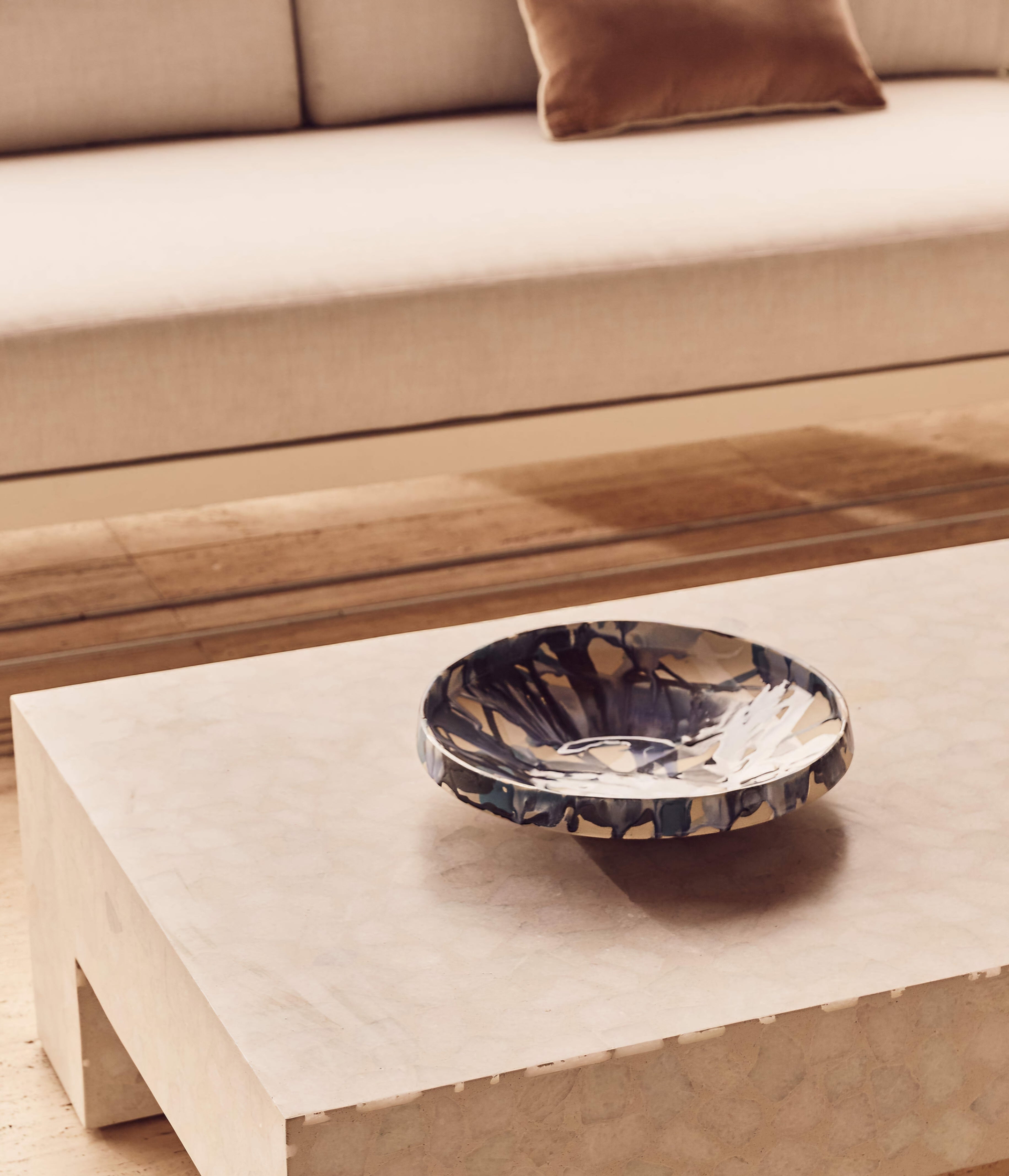THE ONE × Notus — Blue and White Ceramic Decorative Small Bowl with Reactive Glaze