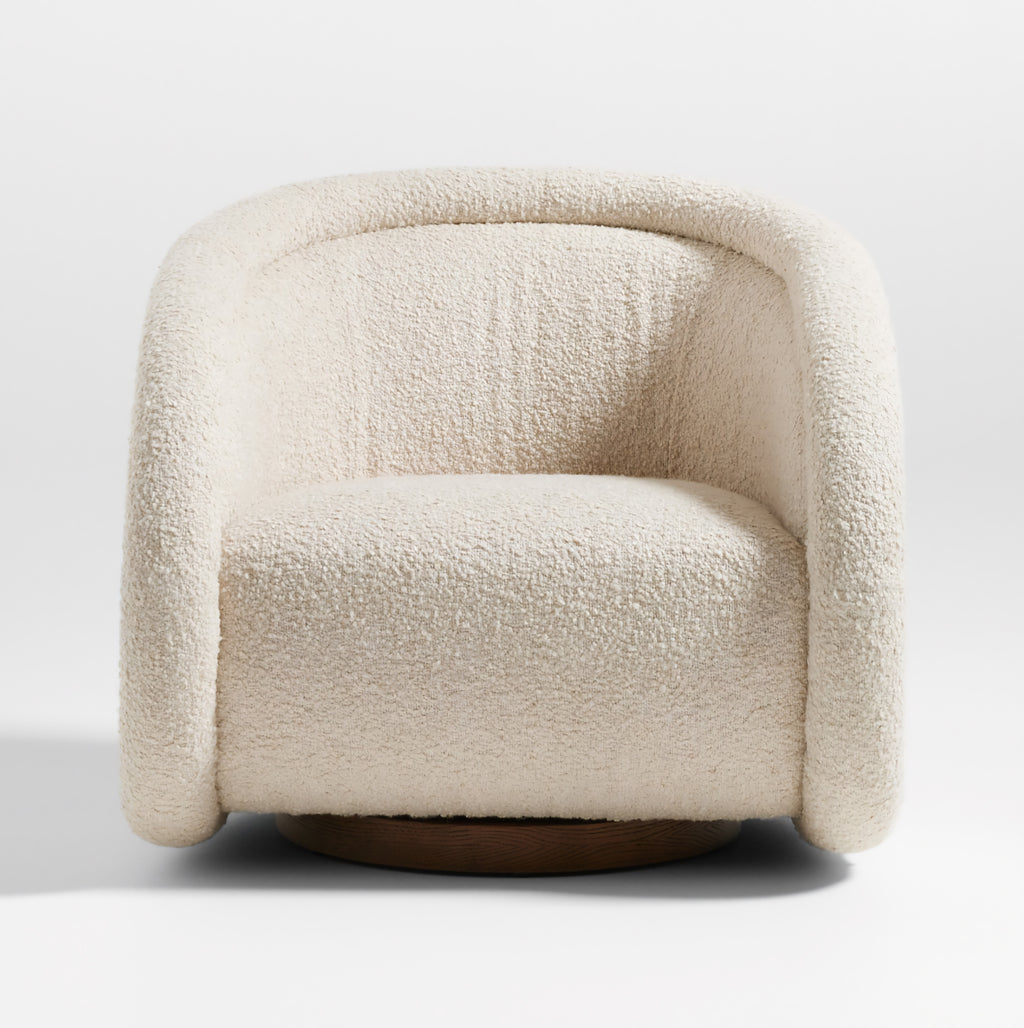 THE ONE × Medoc — Light Beige Textured Boucle Swivel Chair