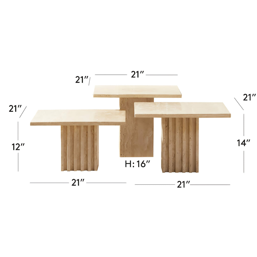 THE ONE × Carve — Travertine Cocktail Table Set