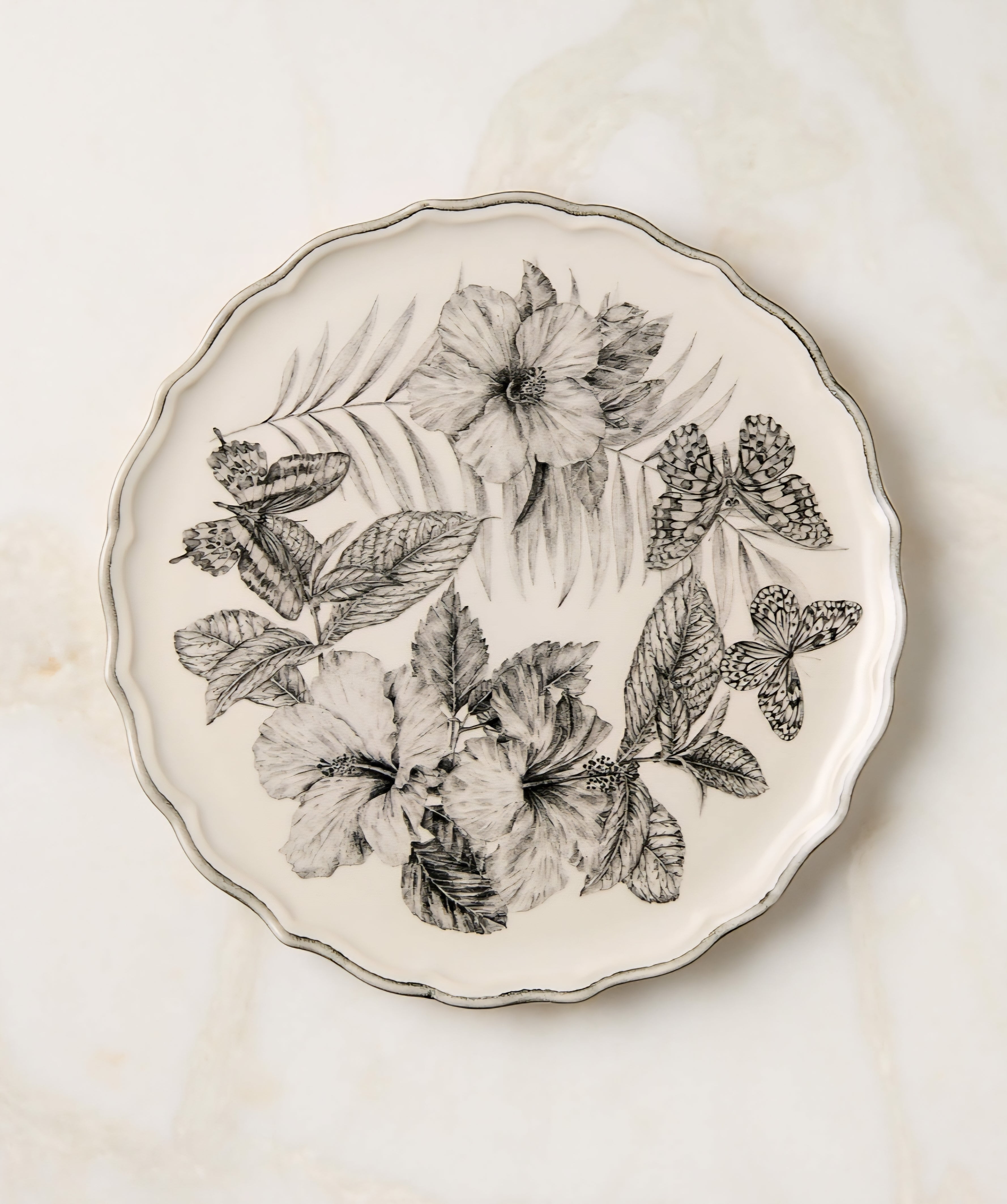 THE ONE × Everly — Green and Black Patterned Appetizer Plates (Set of 6)