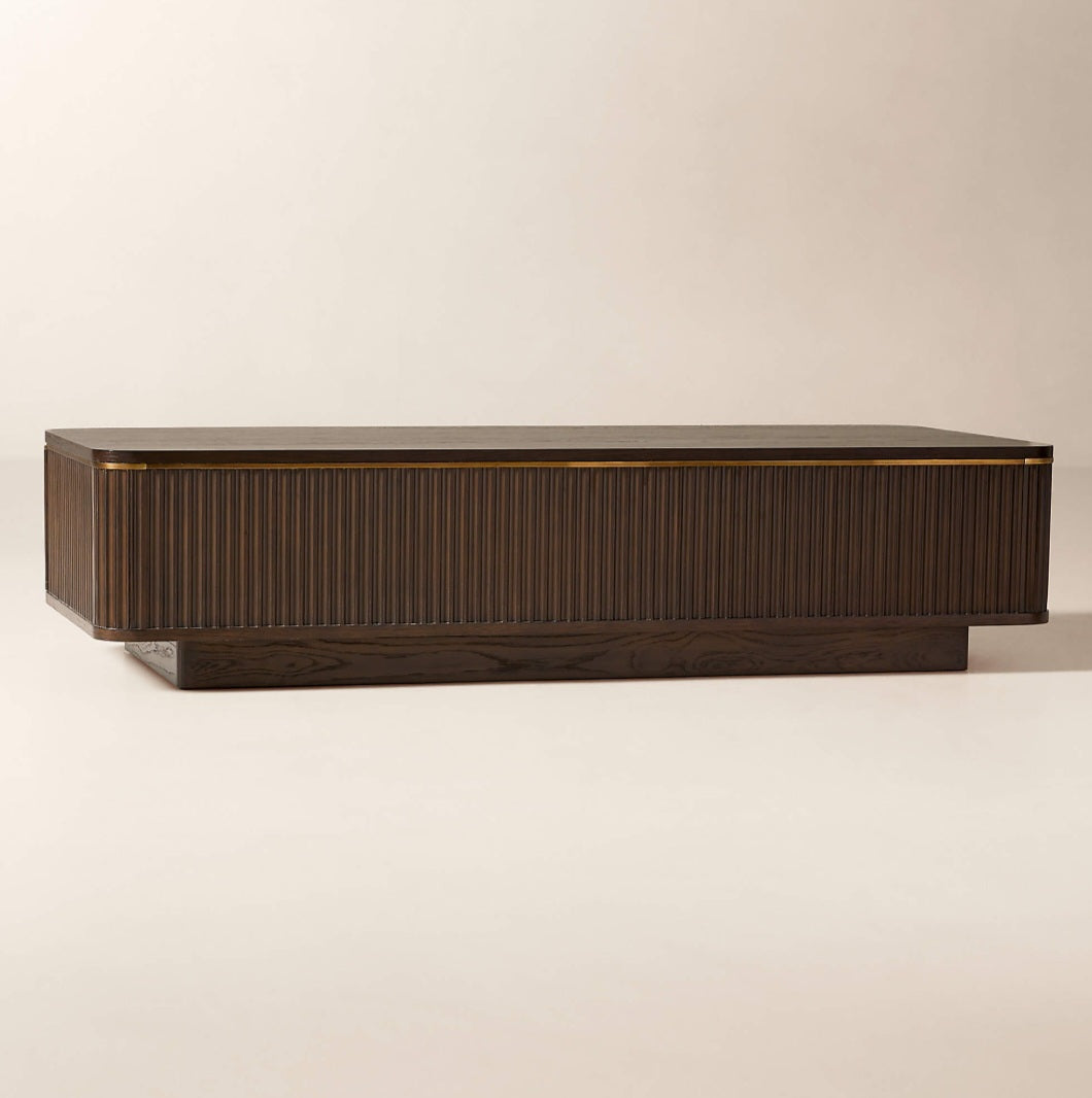 THE ONE × Davison — Rectangular Fluted Dark Oak Coffee Table