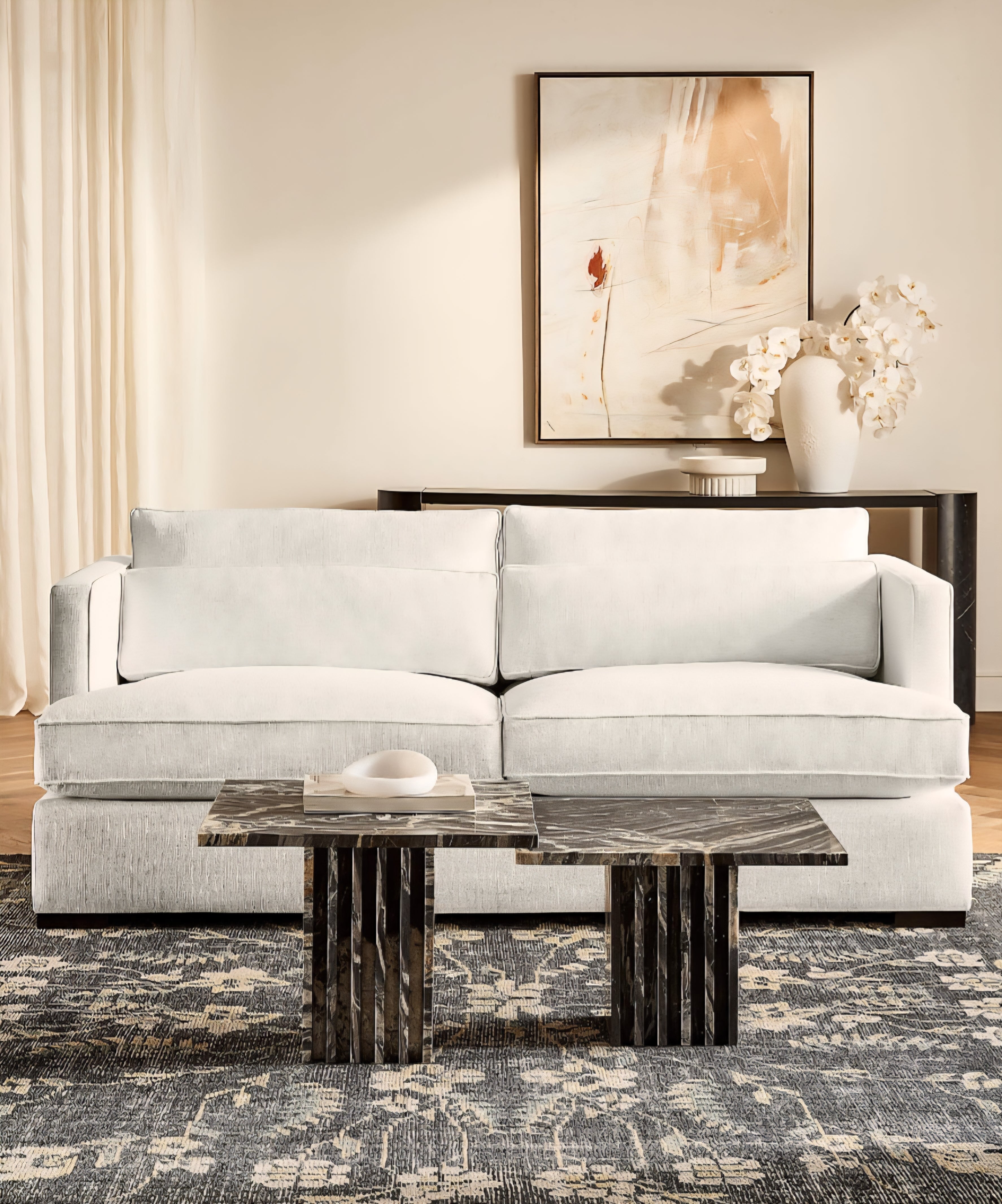 THE ONE × Eastman — White Performance Fabric Sofa