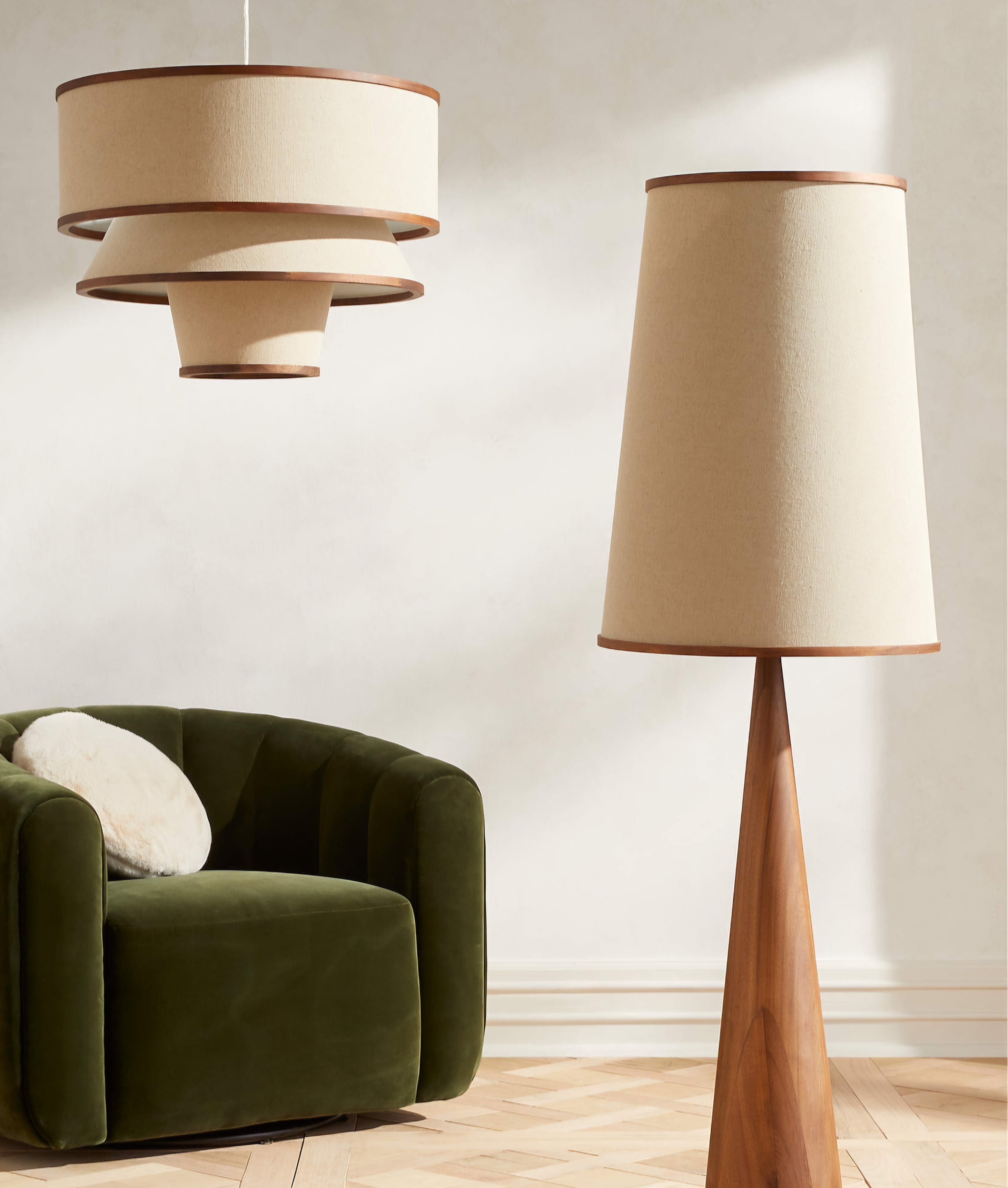 THE ONE × Bruna — Walnut Wood and Linen Floor Lamp