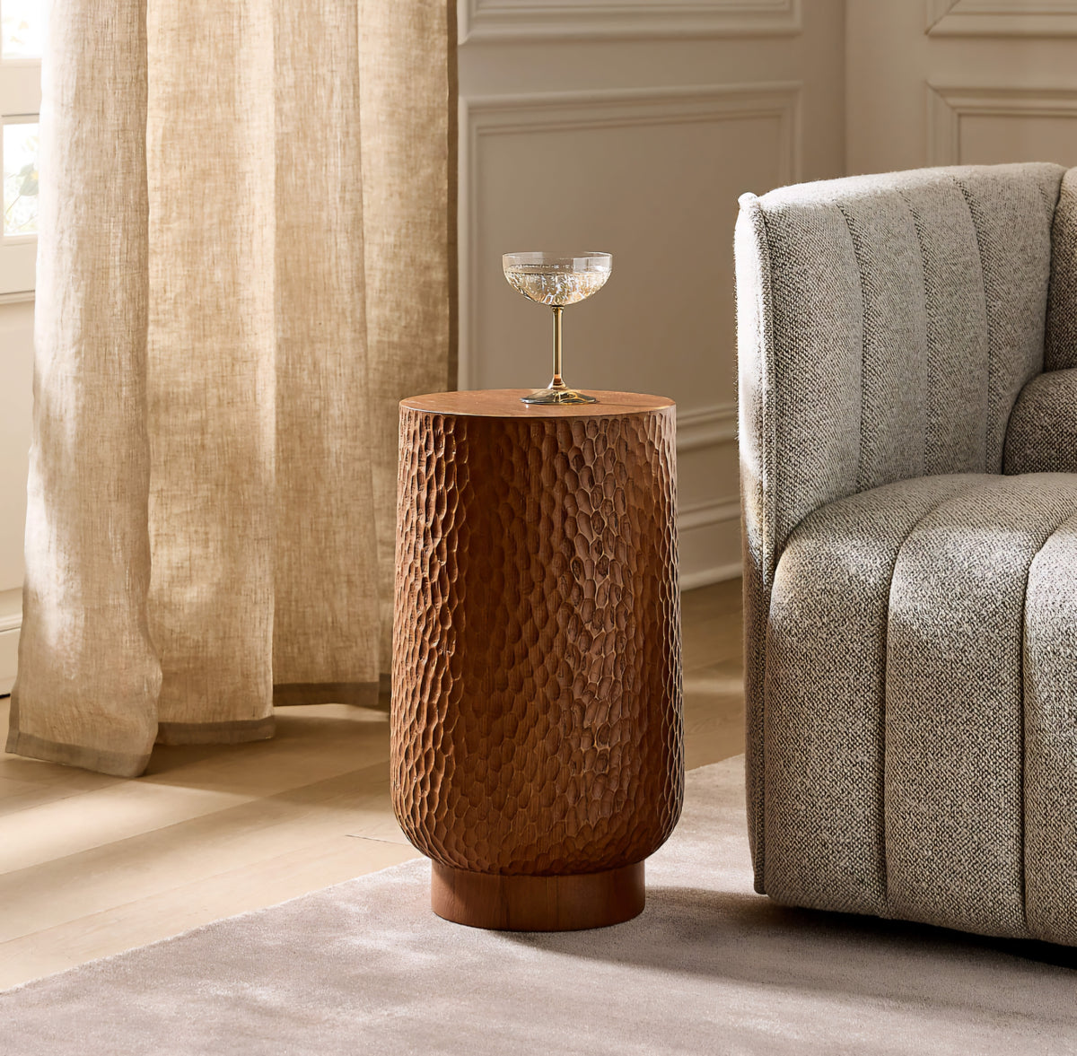 THE ONE × Hawk — Carved Oak Side Table