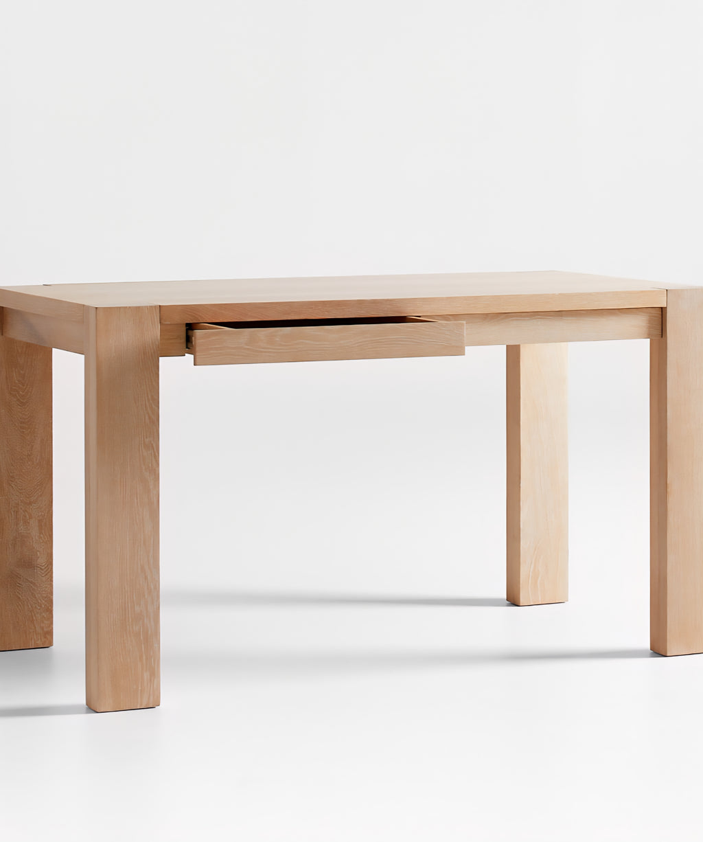 THE ONE × Terra — Natural Oak Wood Desk with Power Outlets (54")