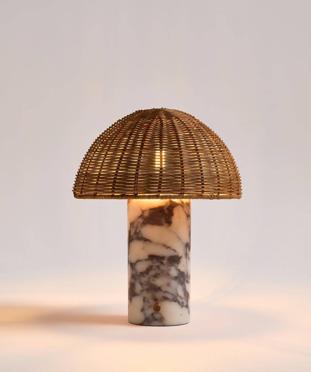 THE ONE × Seine — Calacatta Marble Mini Lamp with Rattan Shade