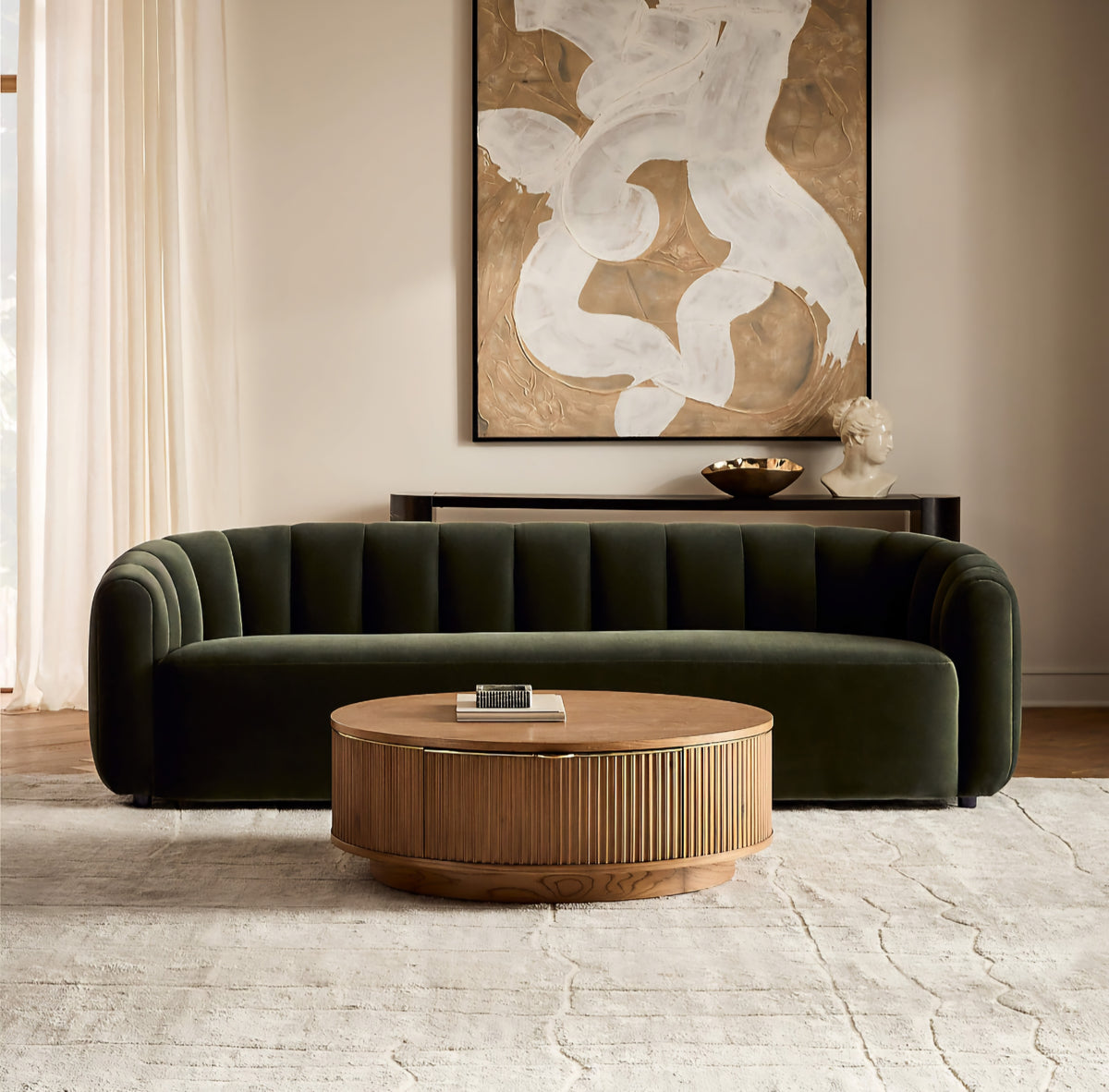 THE ONE × Fitz — Channeled White Boucle Loveseat