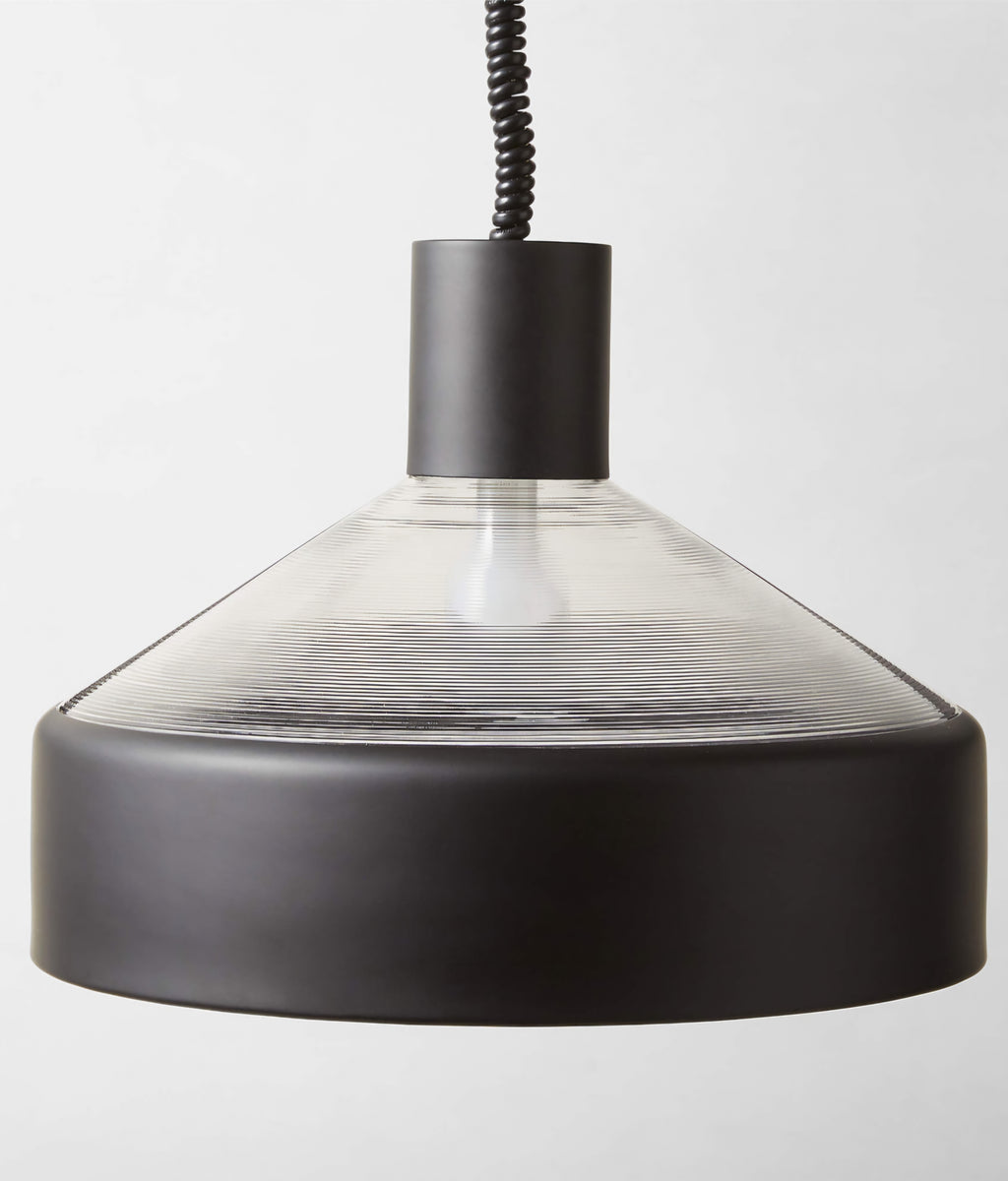 THE ONE × Calata — Matte Black and Ribbed Glass Pendant Light