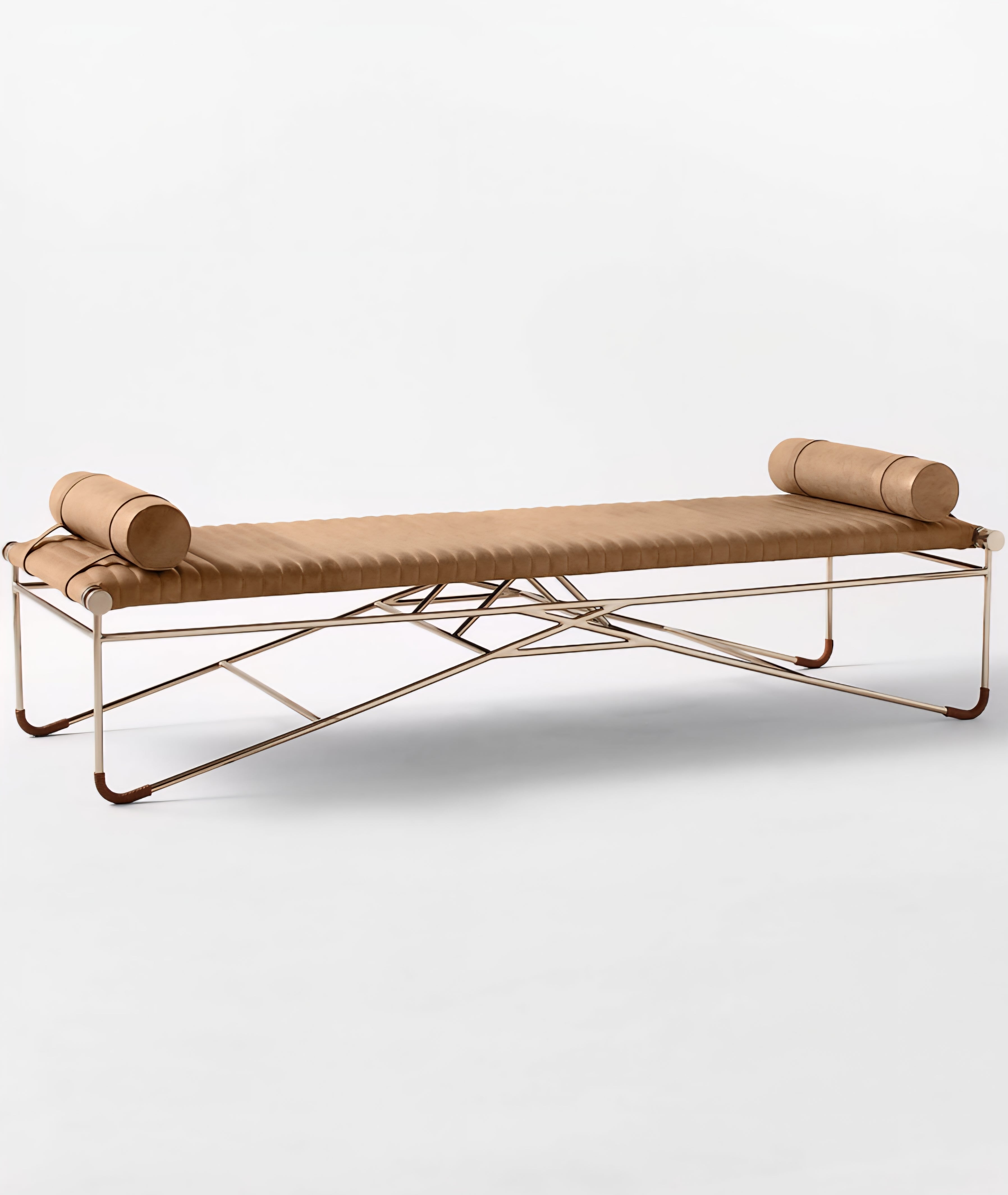 THE ONE × La Strizza — Saddle Leather Bench with Bolster Pillows