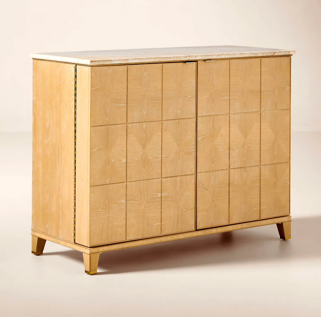 THE ONE × Tribeca — Marble and White Oak Bar Cabinet