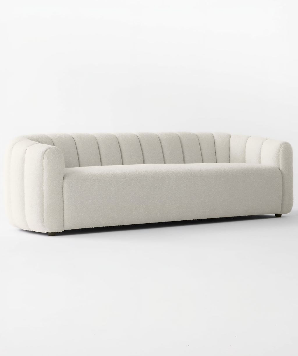 THE ONE × Fitz — Channeled White Boucle Loveseat