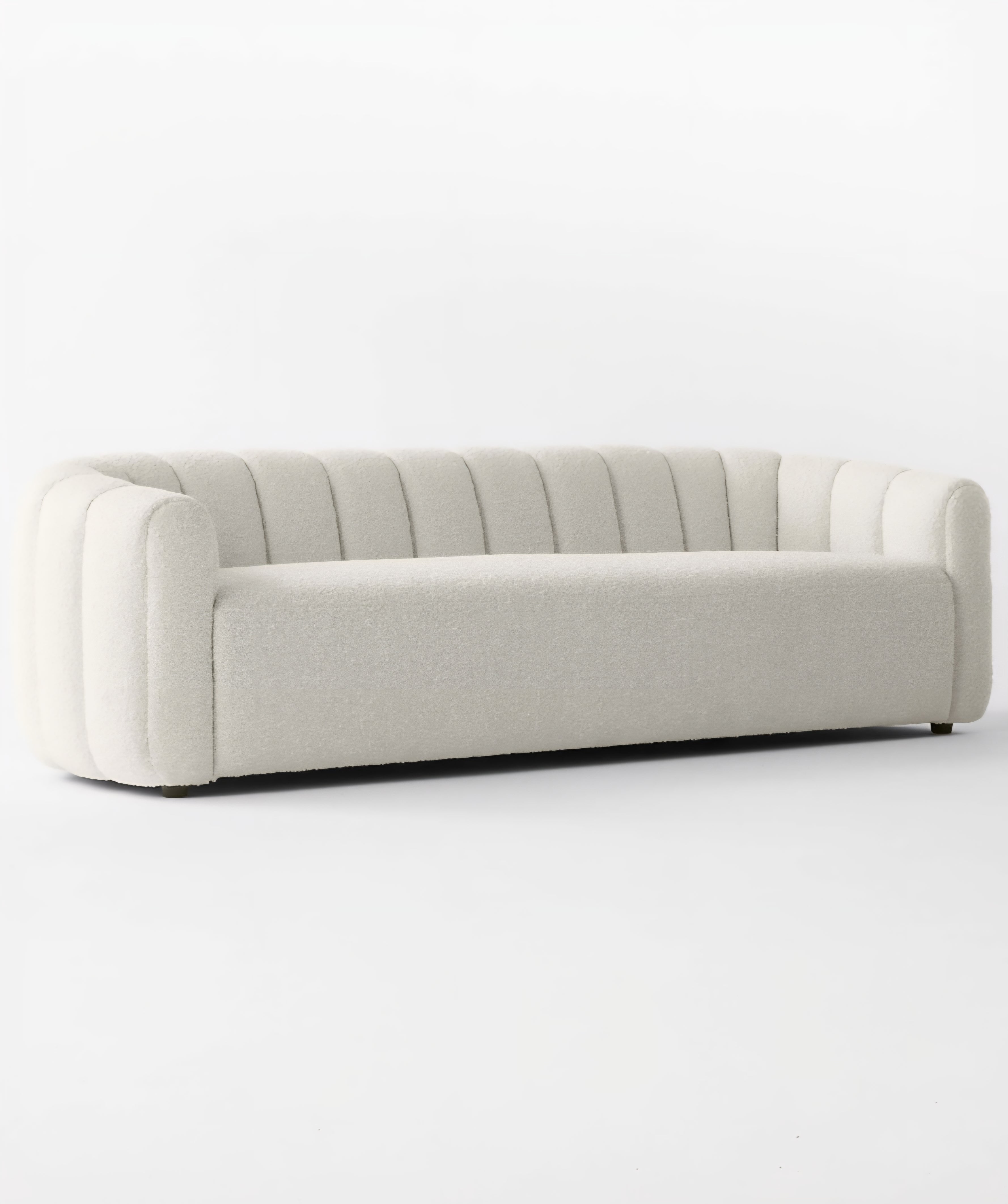 THE ONE × Fitz — Channeled White Boucle Loveseat