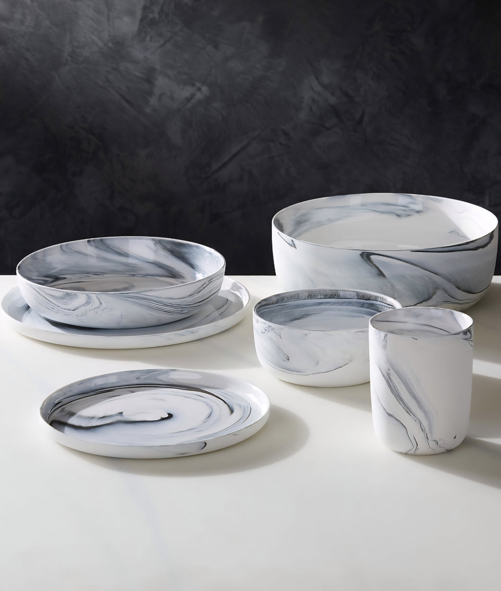 THE ONE × Swirl — Black and White Dinner Plates