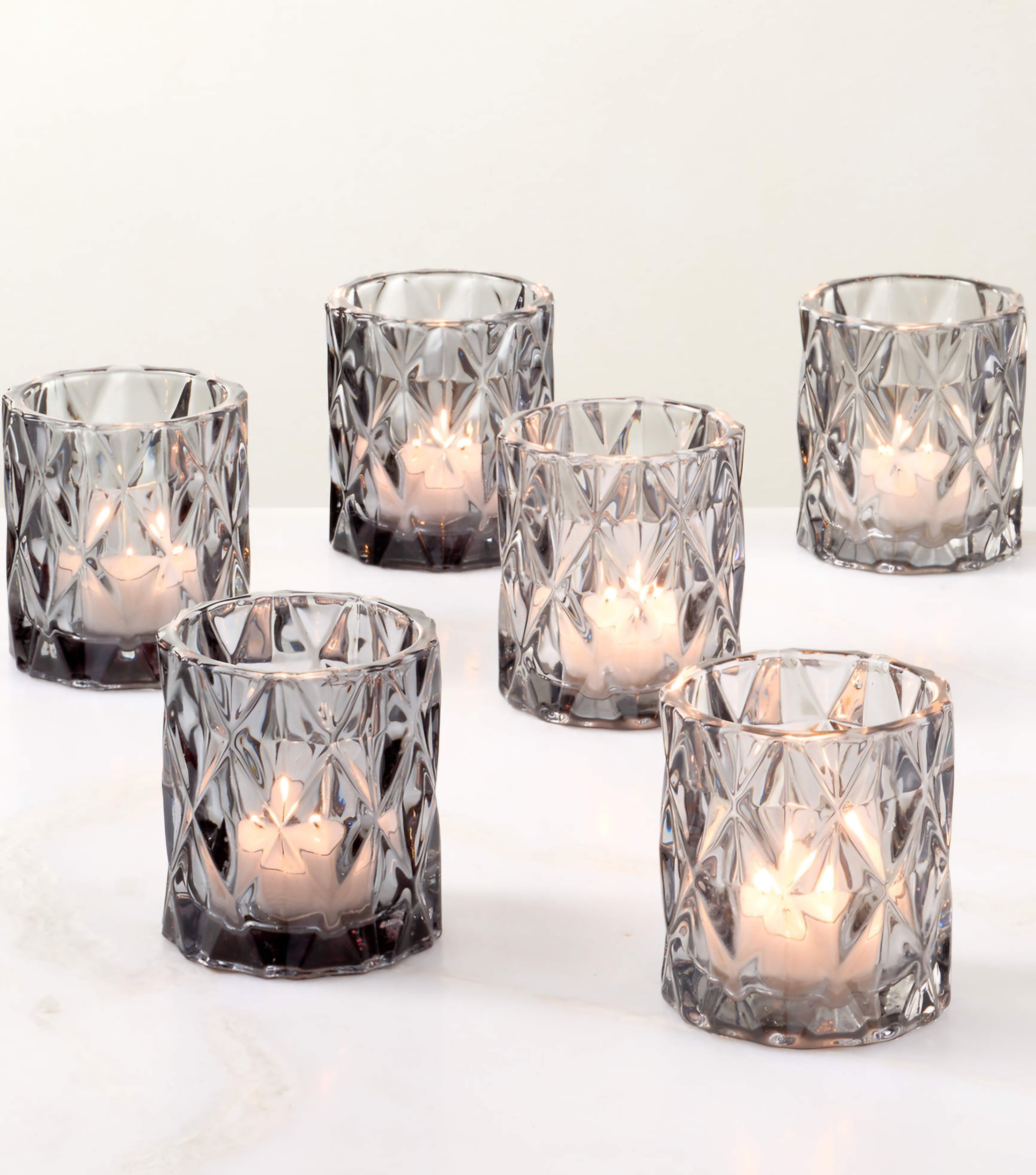 THE ONE × Betty — Smoked Glass Tealight Candle Holders (Set of 6)
