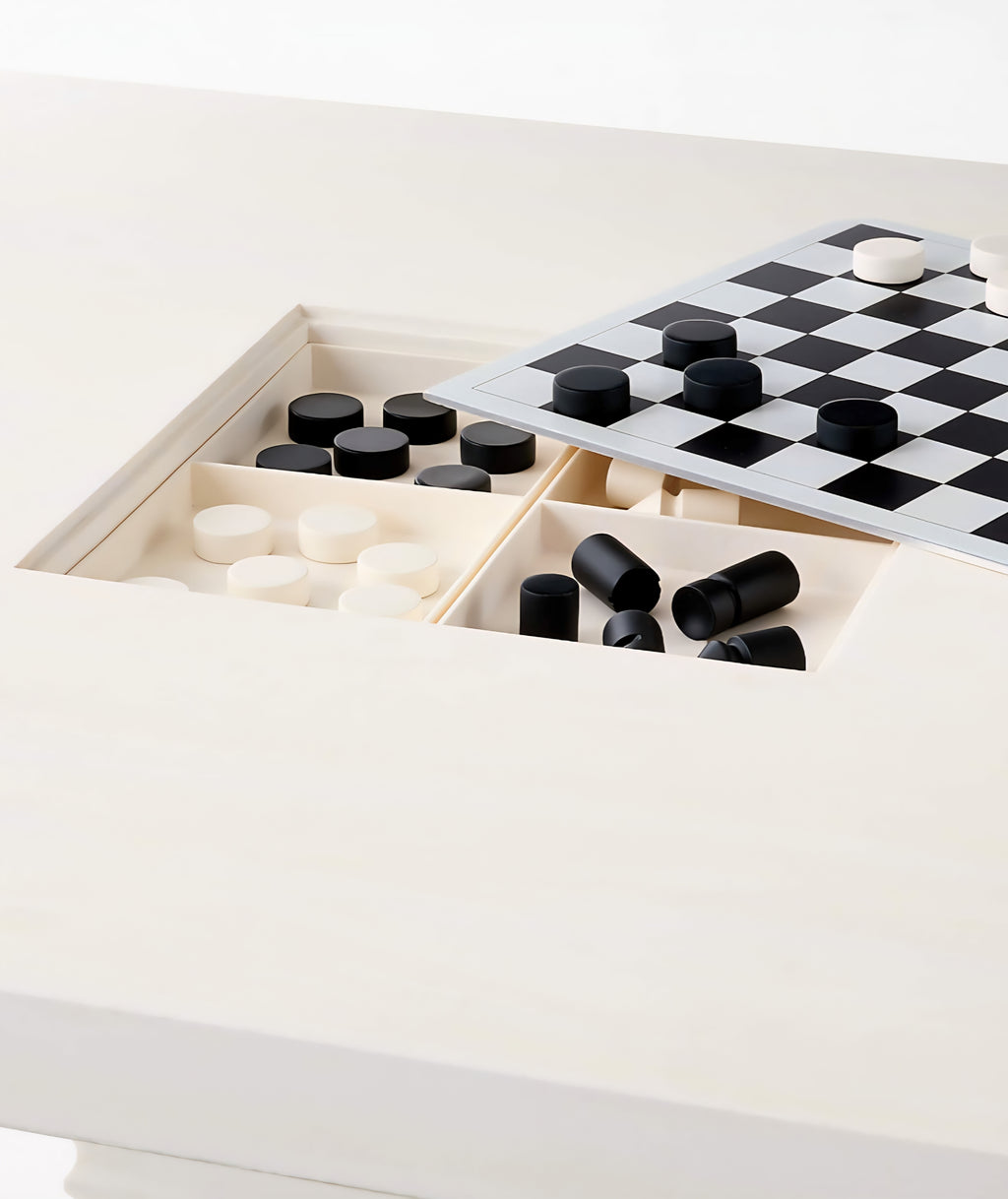 THE ONE × Check — White Swirled Resin Game Table