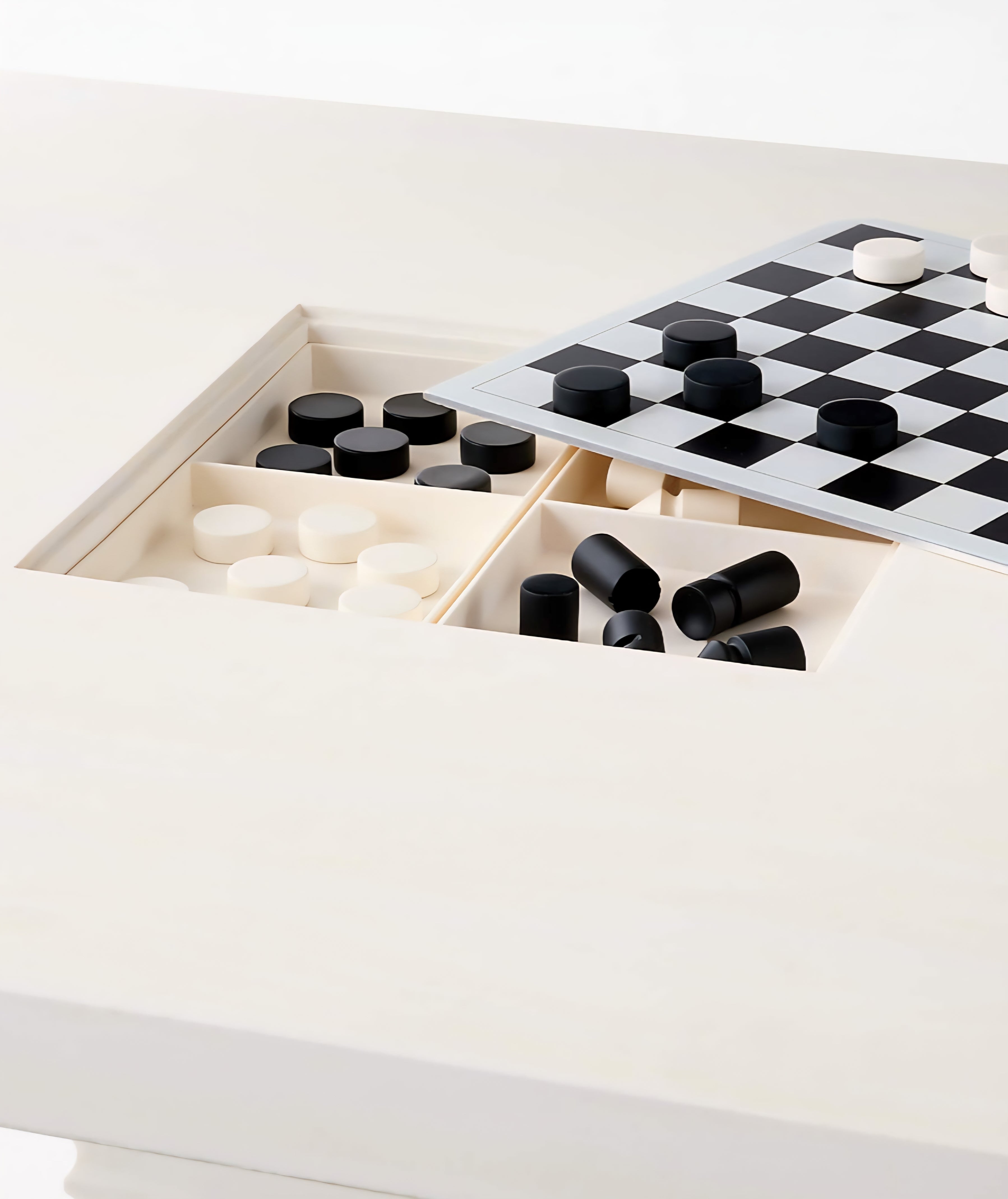 THE ONE × Check — White Swirled Resin Game Table