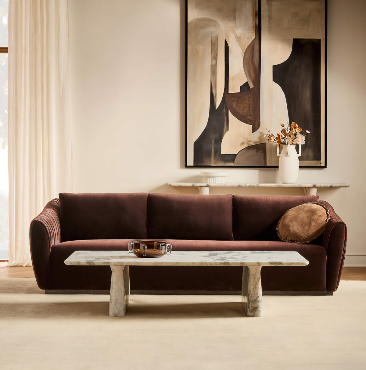 THE ONE × Ruched Velvet Sofa